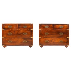 Pair of Midcentury Rosewood Campaign Style Chests of Drawers by John Stuart