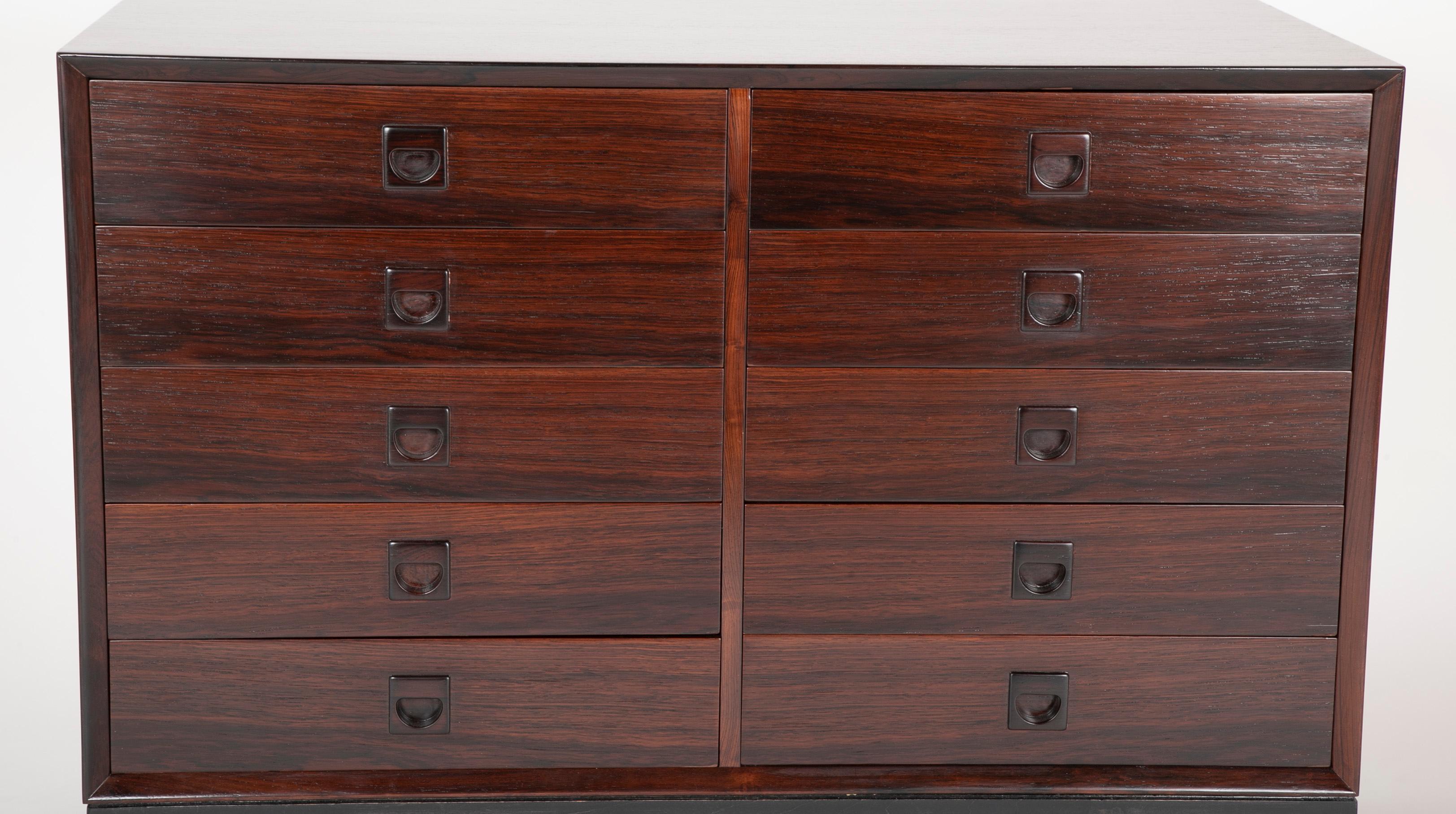 Pair of Midcentury Rosewood Chests on Stands in the Style of Svend Langkilde 2