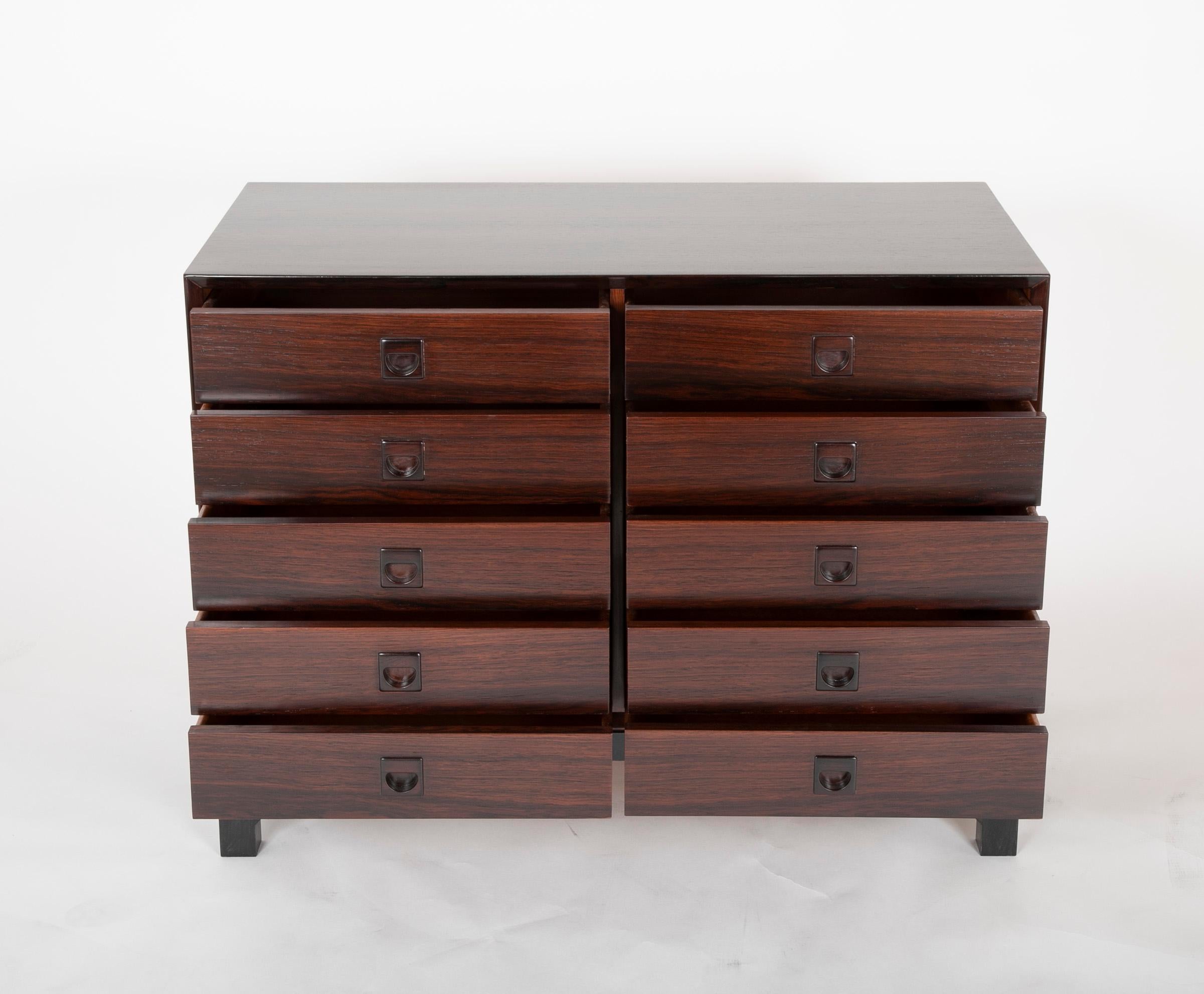 Pair of Midcentury Rosewood Chests on Stands in the Style of Svend Langkilde 3