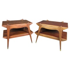 Pair of Midcentury Rosewood Pagoda Tables