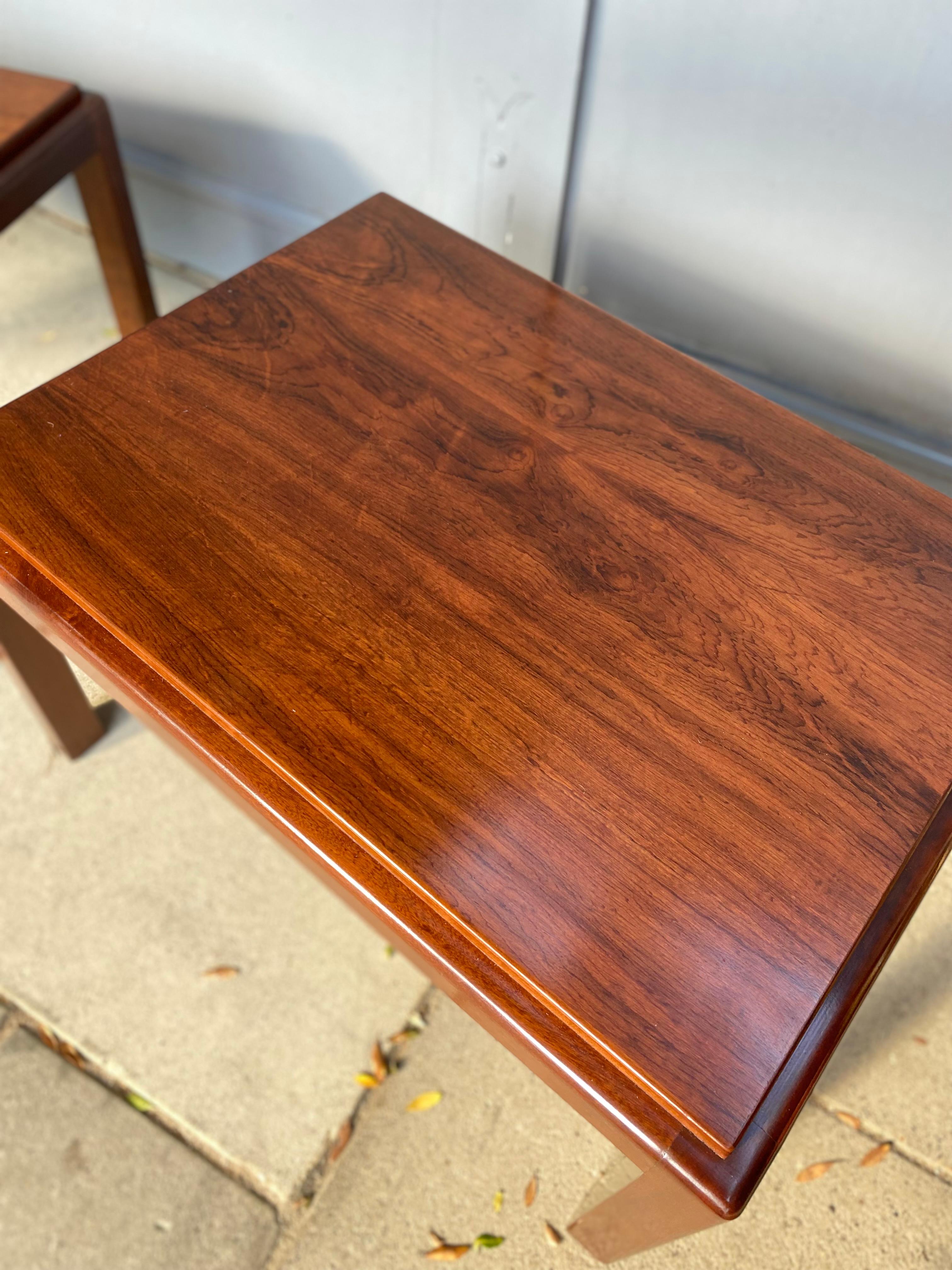 Pair of Mid Century Rosewood Side / Sofa / End Tables, French, 1970s 7
