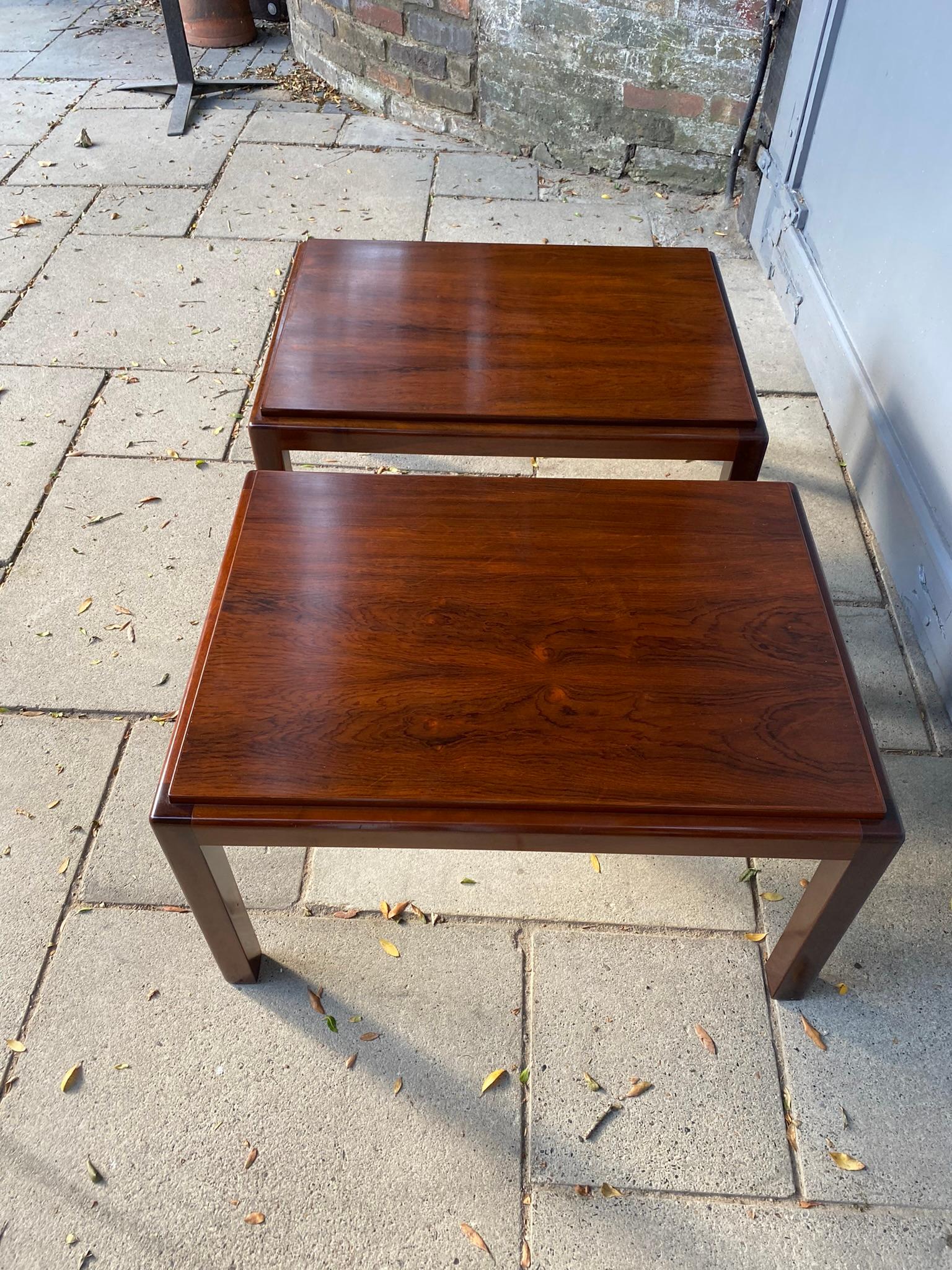 Pair of Mid Century Rosewood Side / Sofa / End Tables, French, 1970s 1