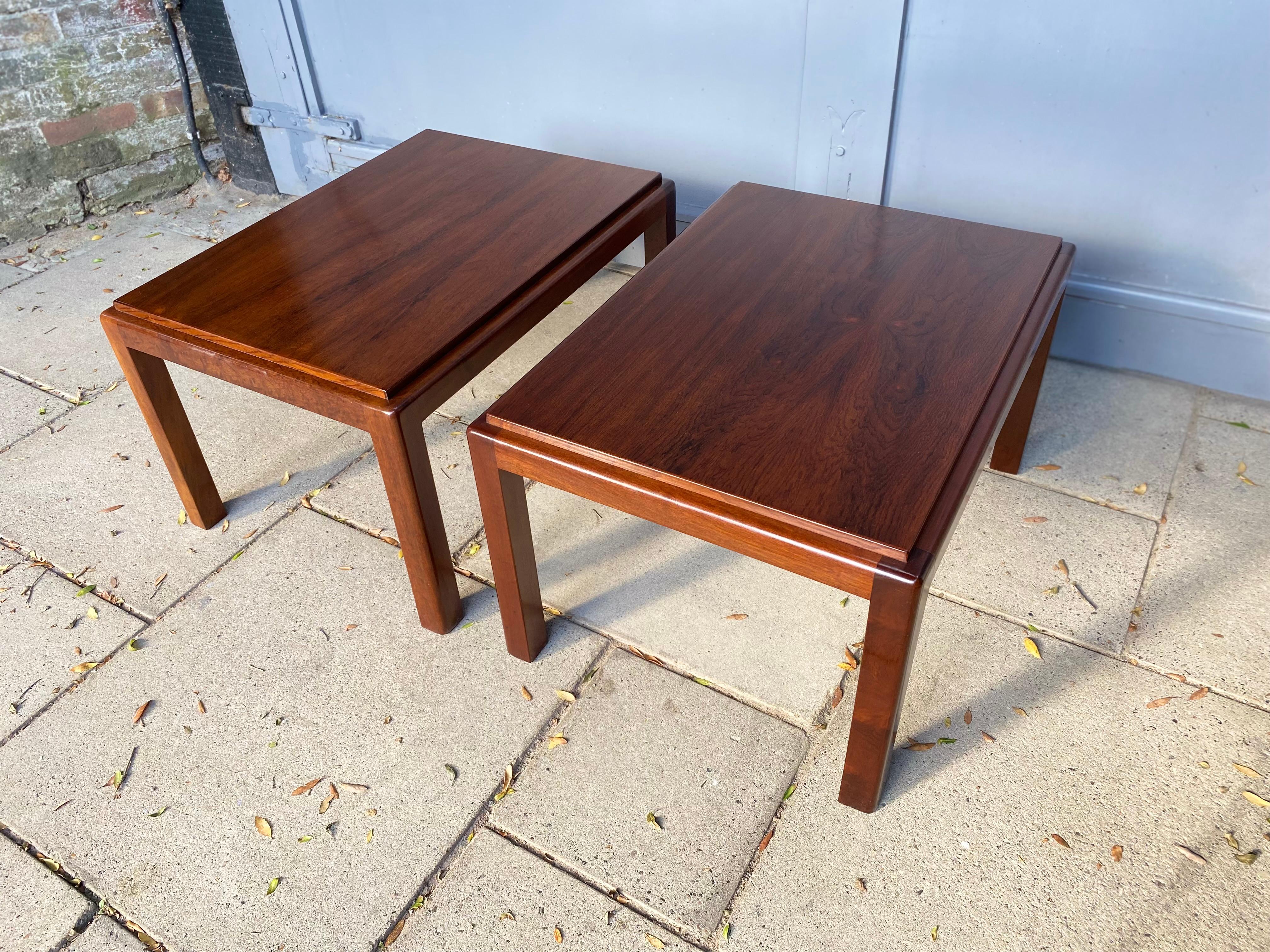 Pair of Mid Century Rosewood Side / Sofa / End Tables, French, 1970s 3
