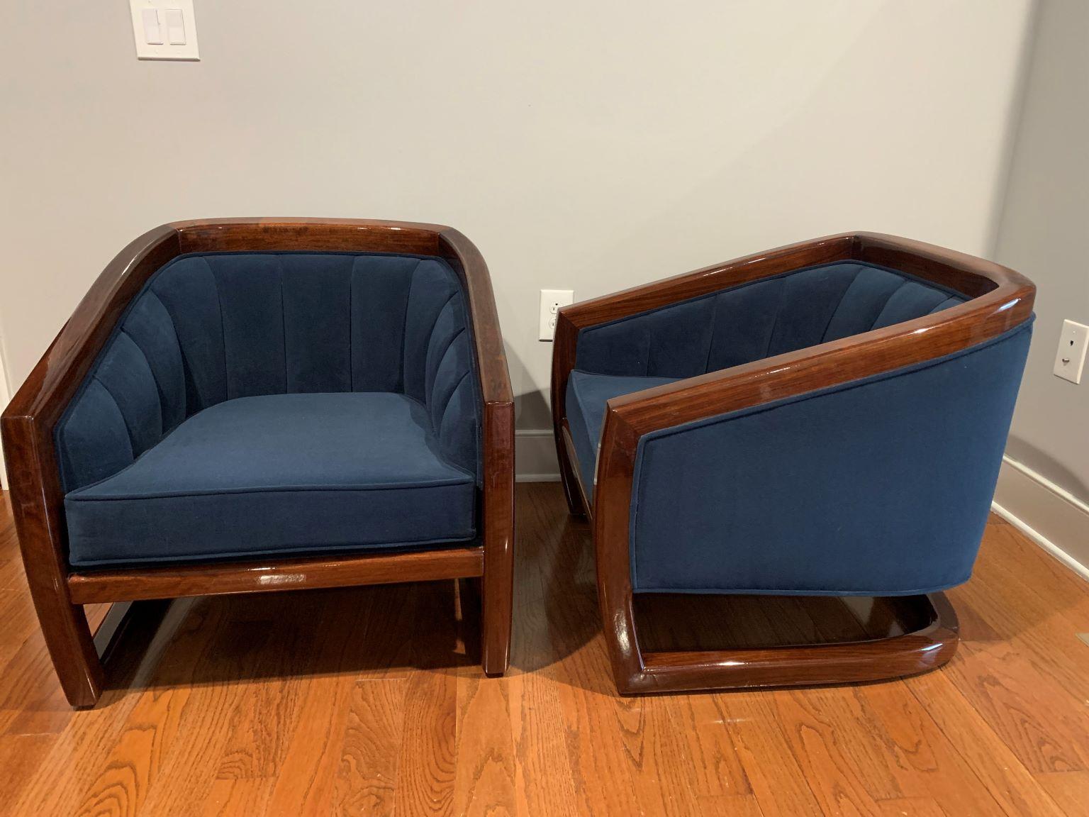 Pair of Mid Century Rosewood Tub Chairs in the Style of Milo Baughman, C.1950 For Sale 2