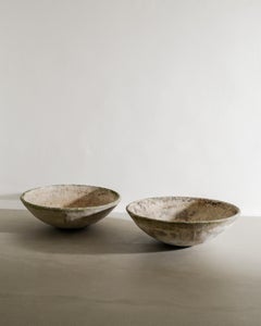 Pair of Mid Century Round Grey Concrete Planters by Willy Guhl for Eternite AG