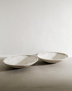 Pair of Mid Century Round Low Concrete Planters by Willy Guhl for Eternite AG
