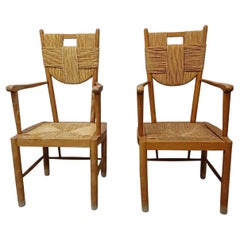 Pair of Mid Century Rush Armchairs