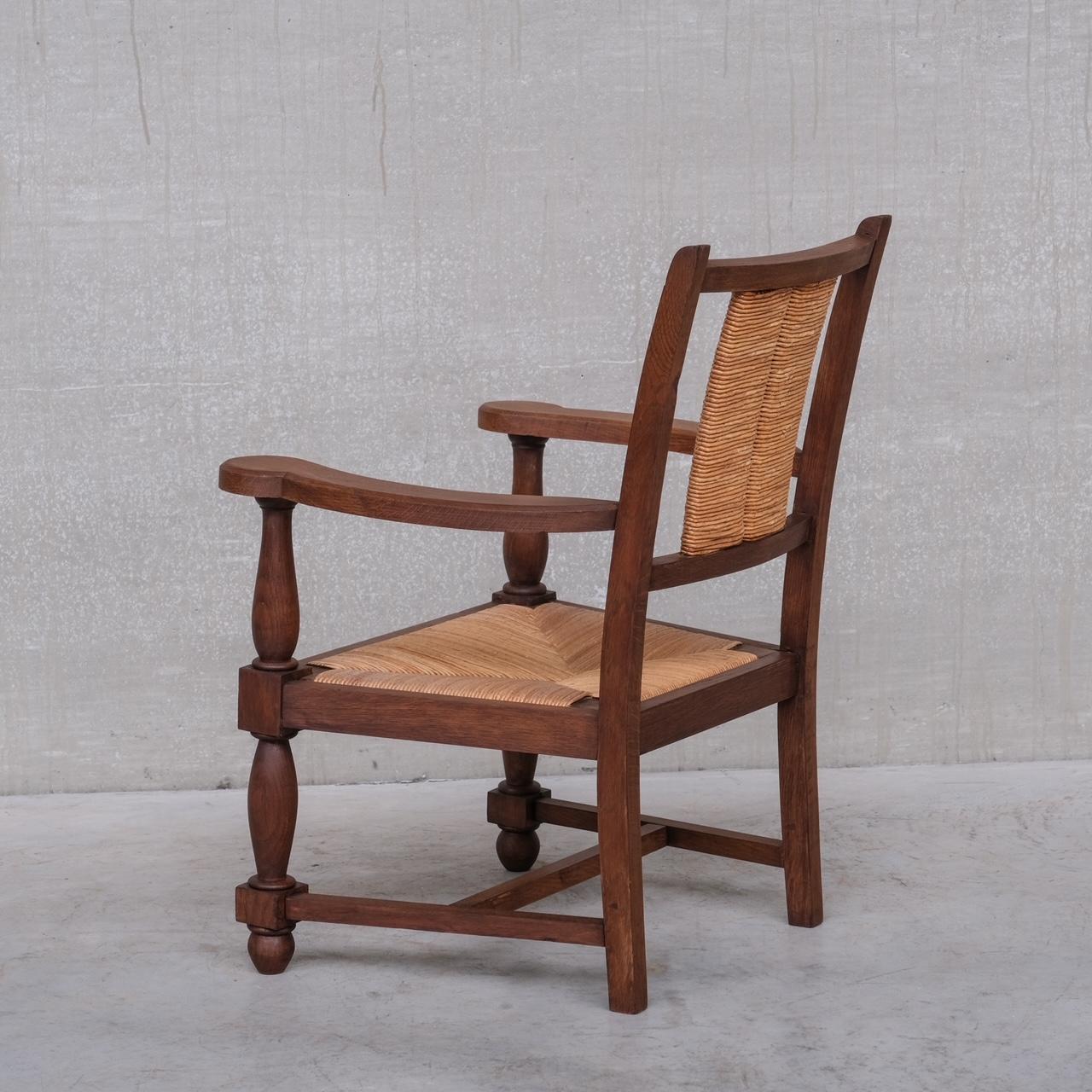 Français Paire de fauteuils français en jonc du milieu du siècle dernier en vente