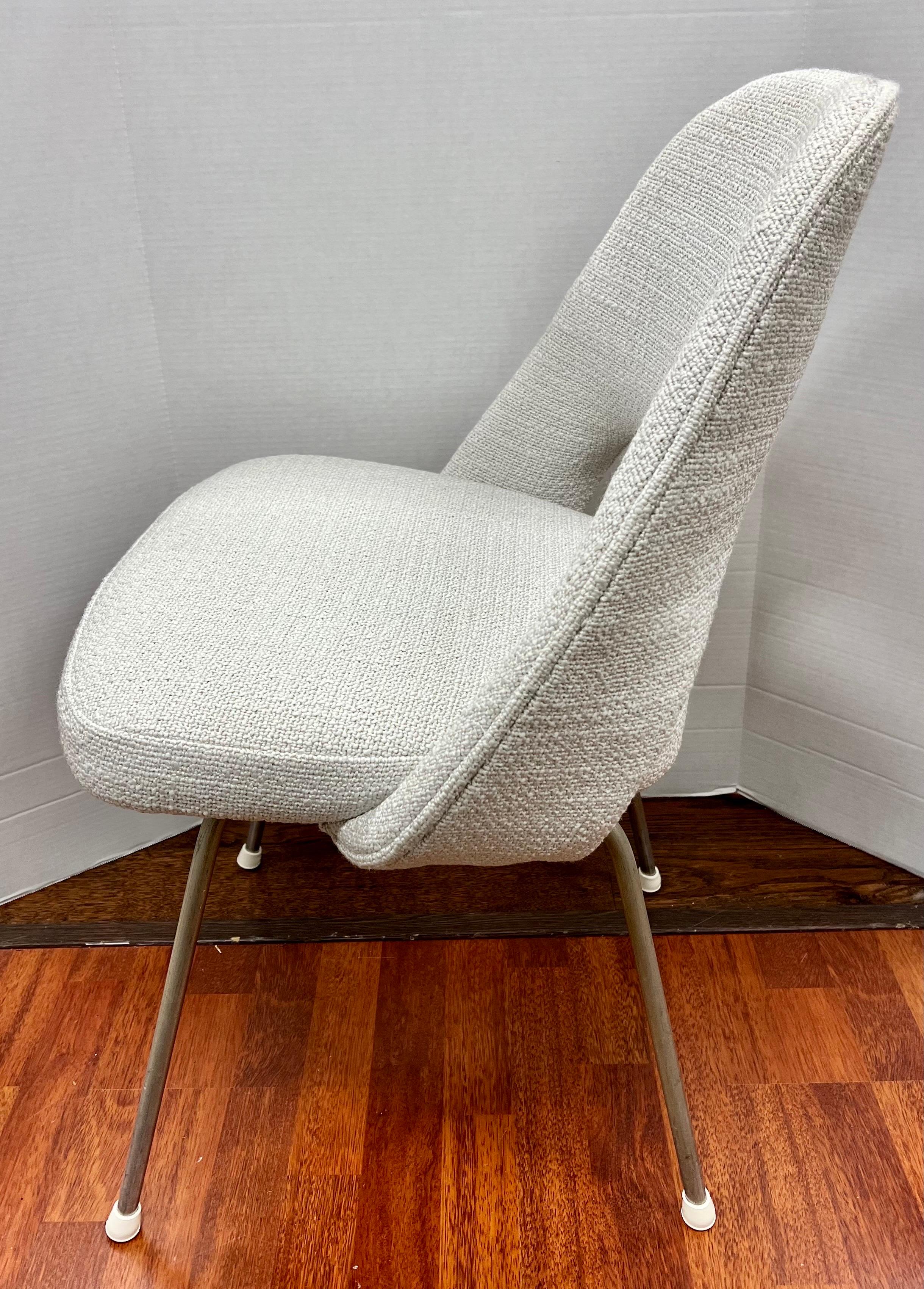 American Pair of Mid Century Saarinen Upholstered Chairs with Steel Tubular Legs