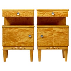 Pair of mid century Scandinavian birch bedside cupboards