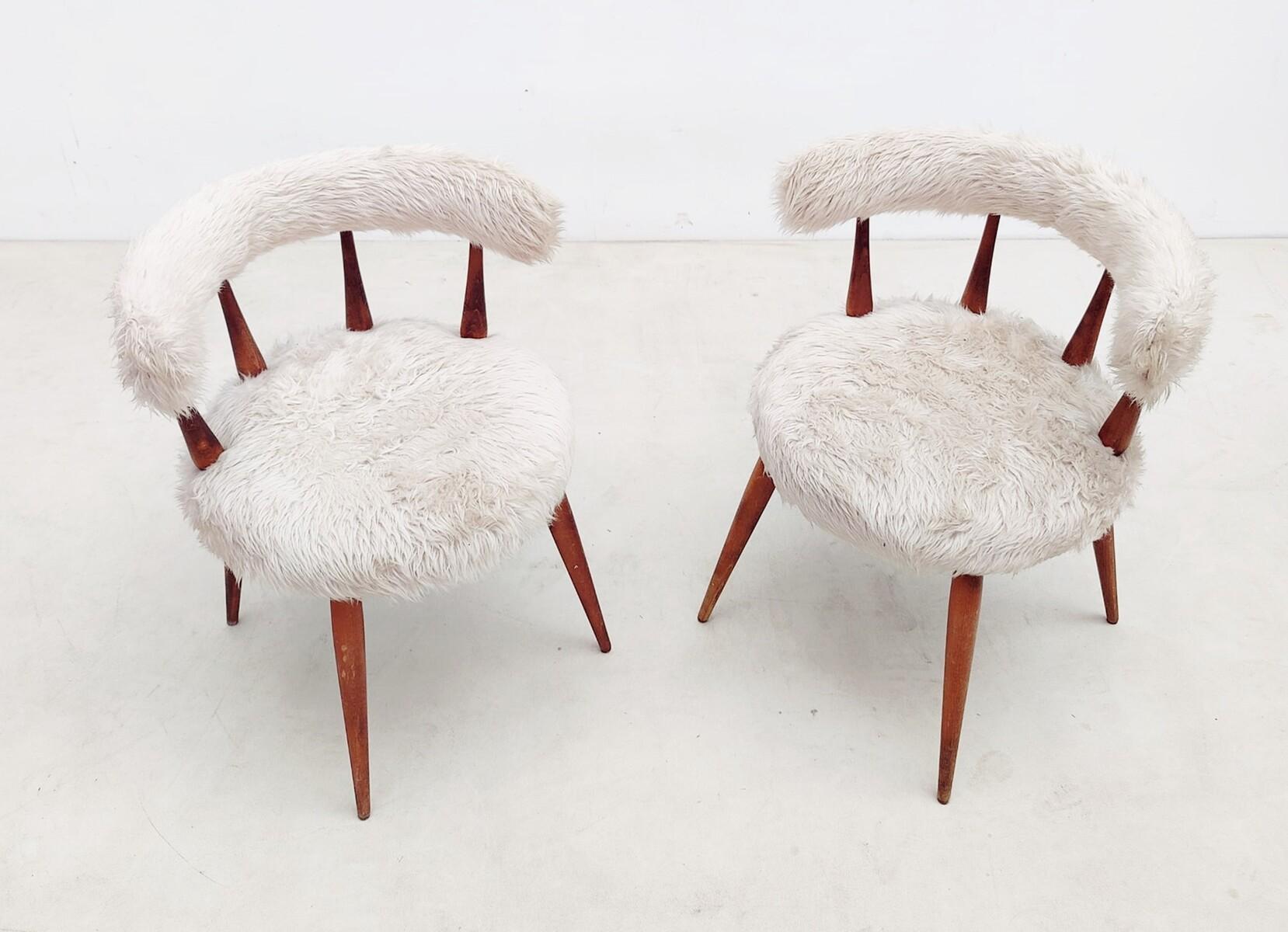 Wood Pair of Mid-Century Scandinavian Cocktail Chairs, 1950s For Sale