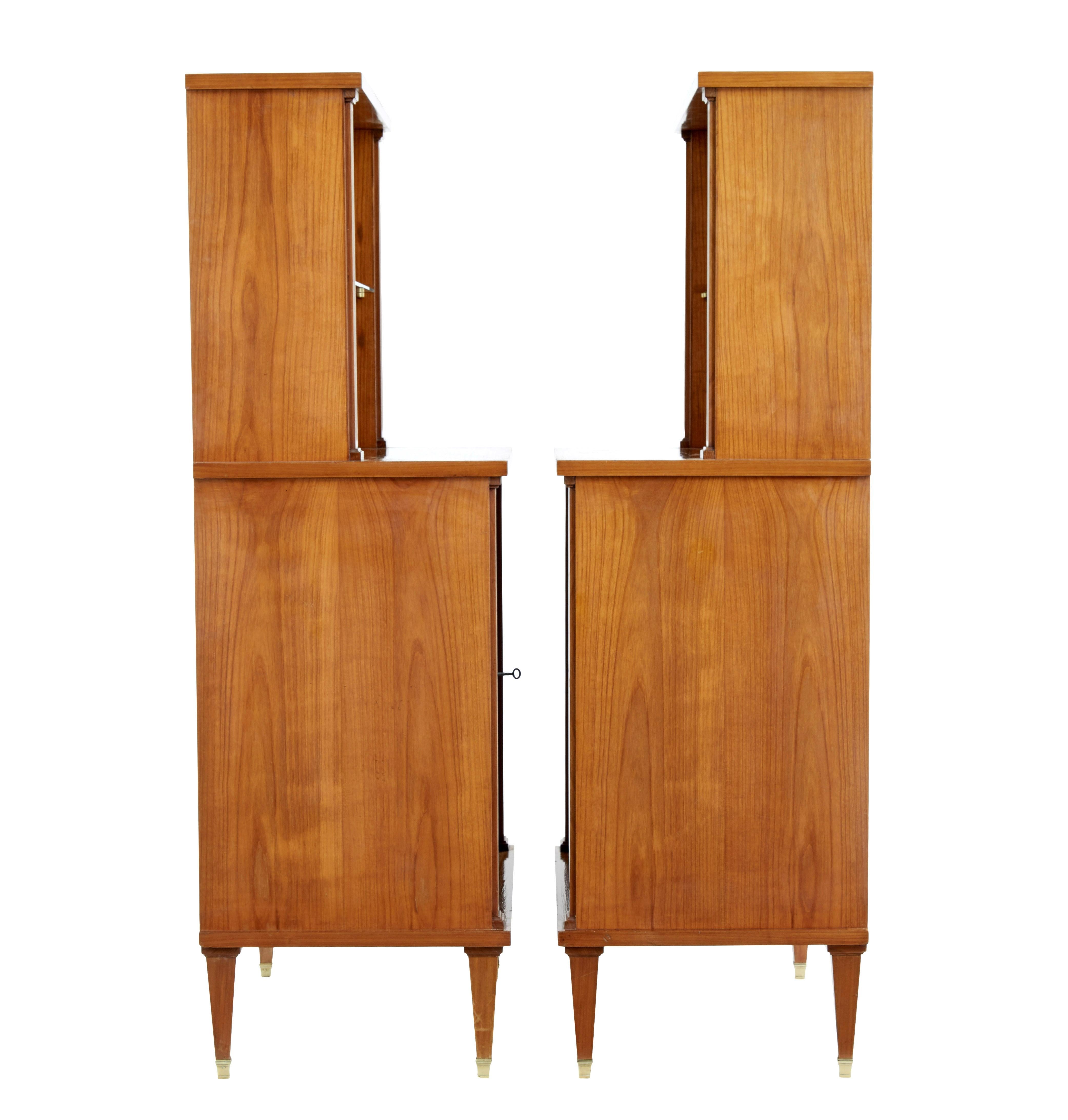 Hand-Crafted Pair of mid century Scandinavian elm cabinets For Sale