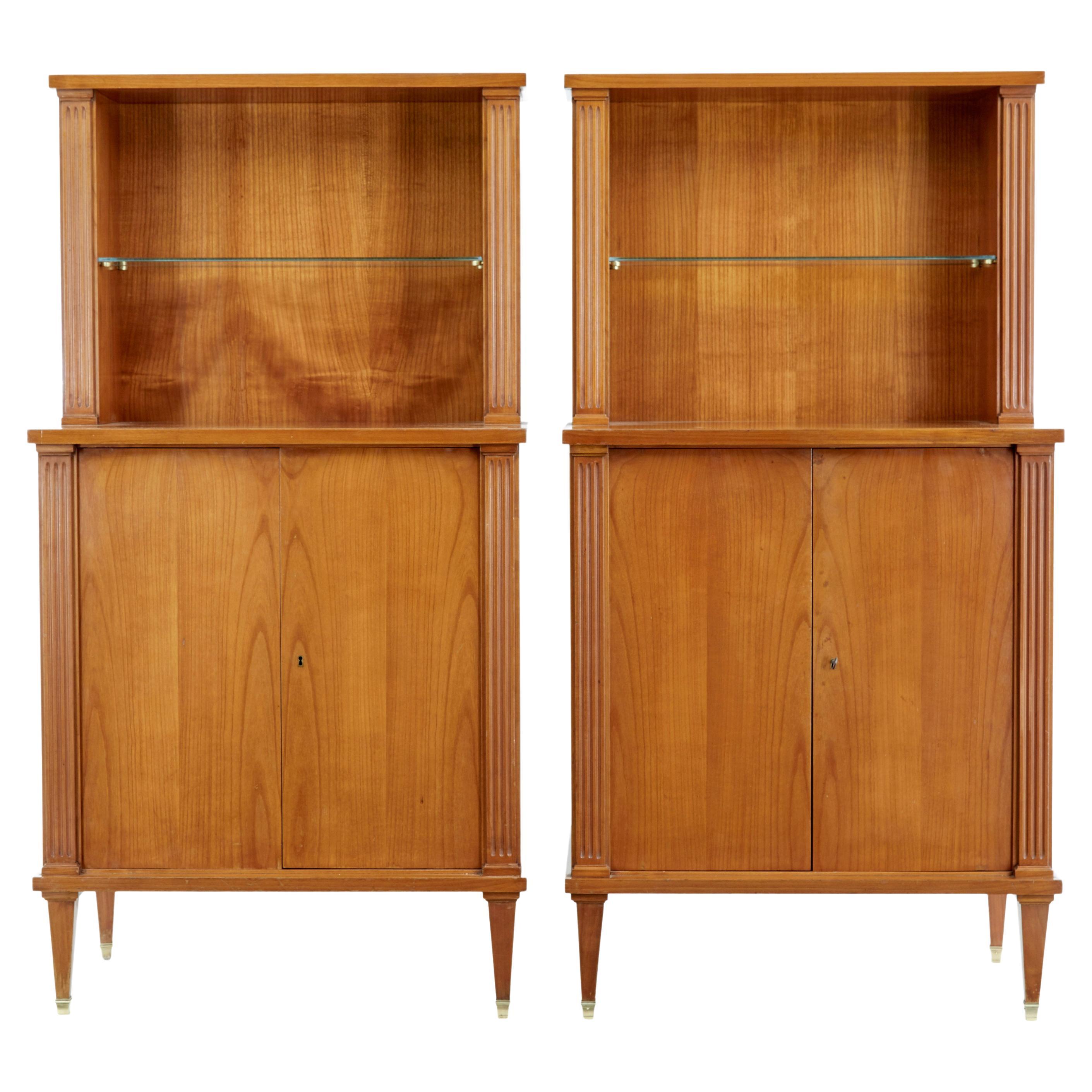 Pair of mid century Scandinavian elm cabinets For Sale