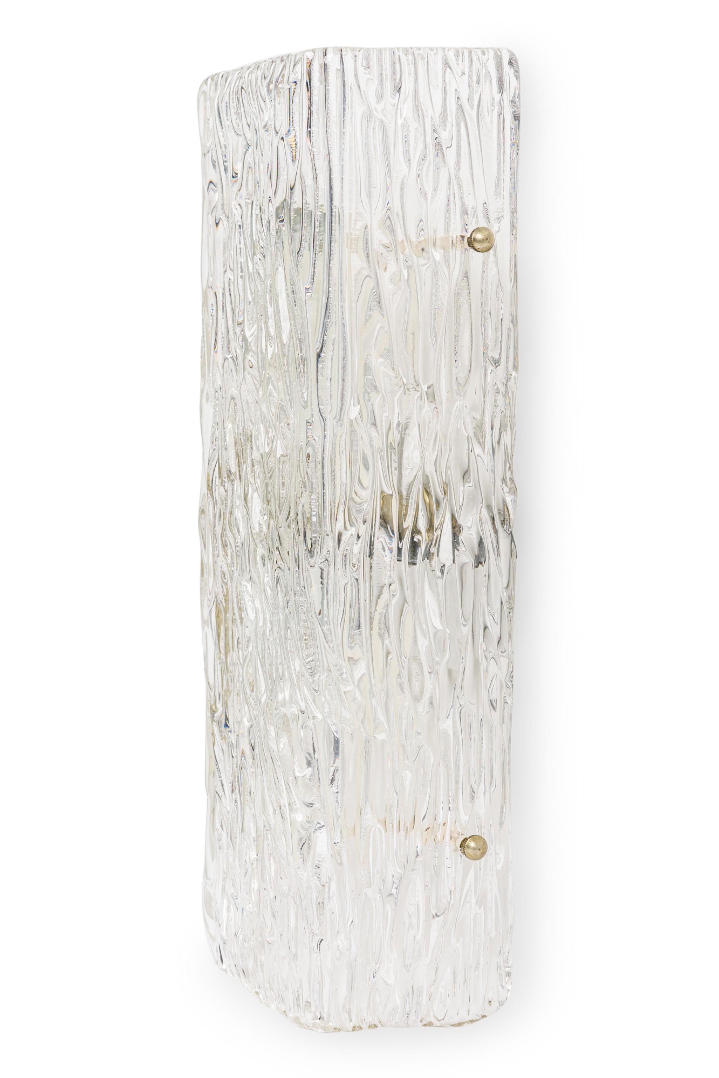 Mid-Century Modern Pair of Mid-Century Scandinavian Large Rectangular Murano Glass Wall Sconce For Sale