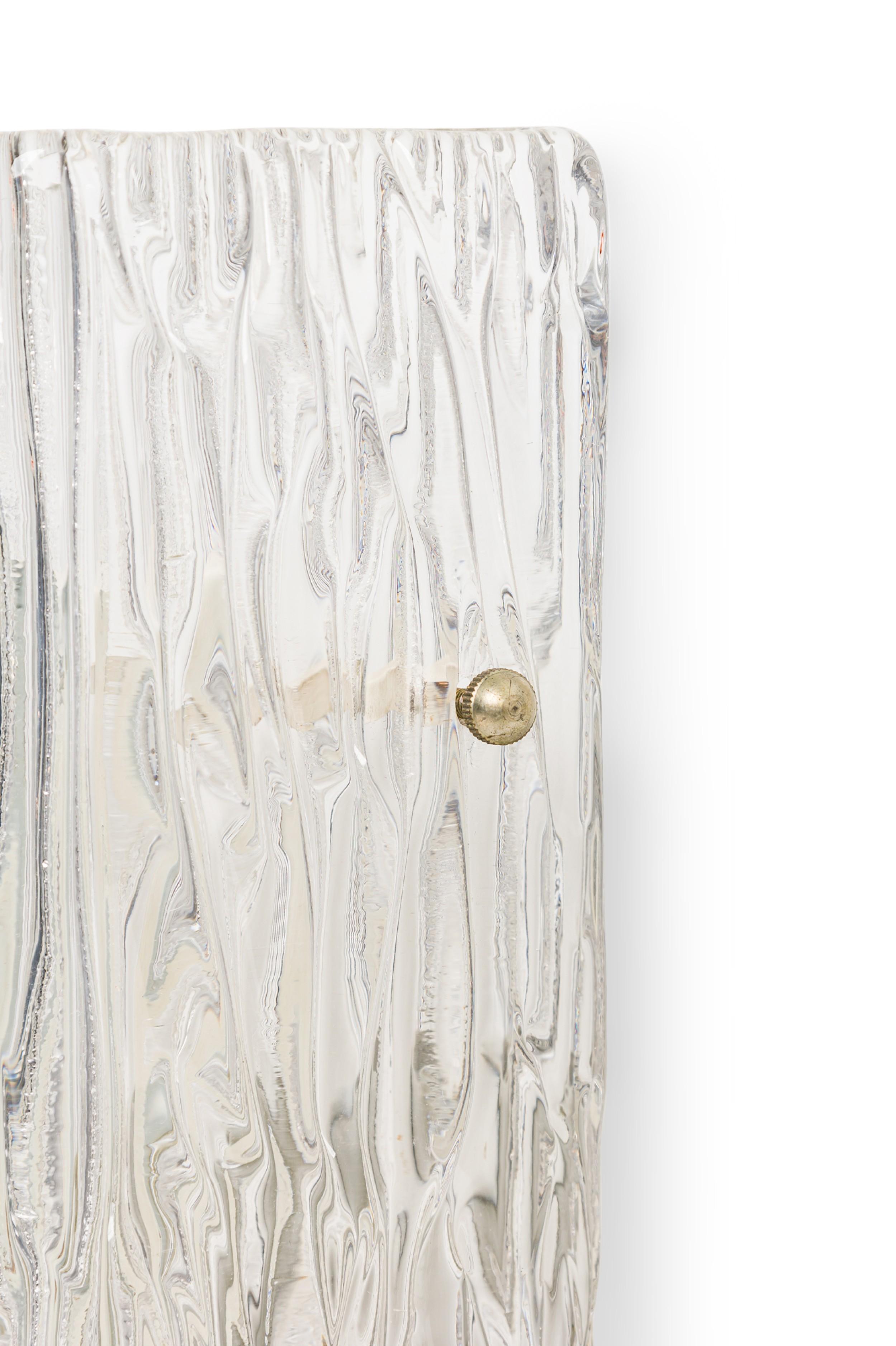 Pair of Mid-Century Scandinavian Large Rectangular Murano Glass Wall Sconce In Good Condition For Sale In Queens, NY