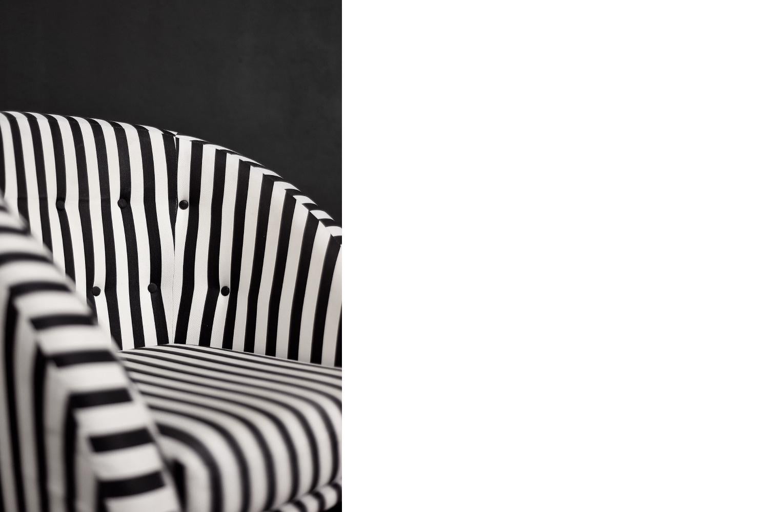 Pair of Mid-Century Scandinavian Modern Armchairs with Black&White Stripes, 1960 For Sale 7