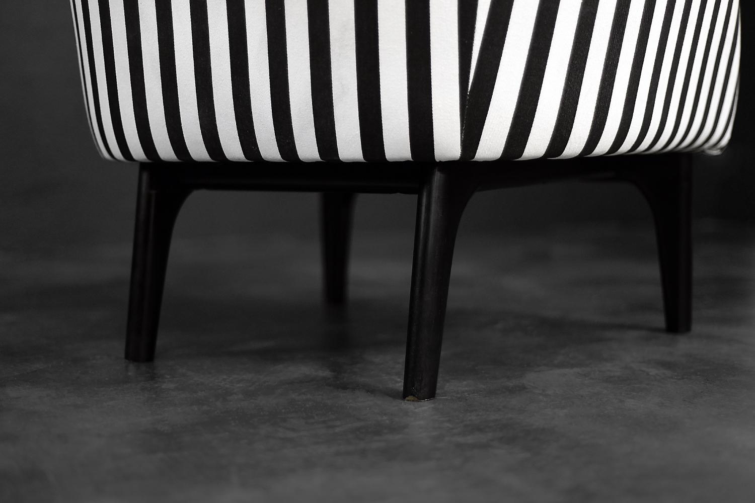Pair of Mid-Century Scandinavian Modern Armchairs with Black&White Stripes, 1960 For Sale 13