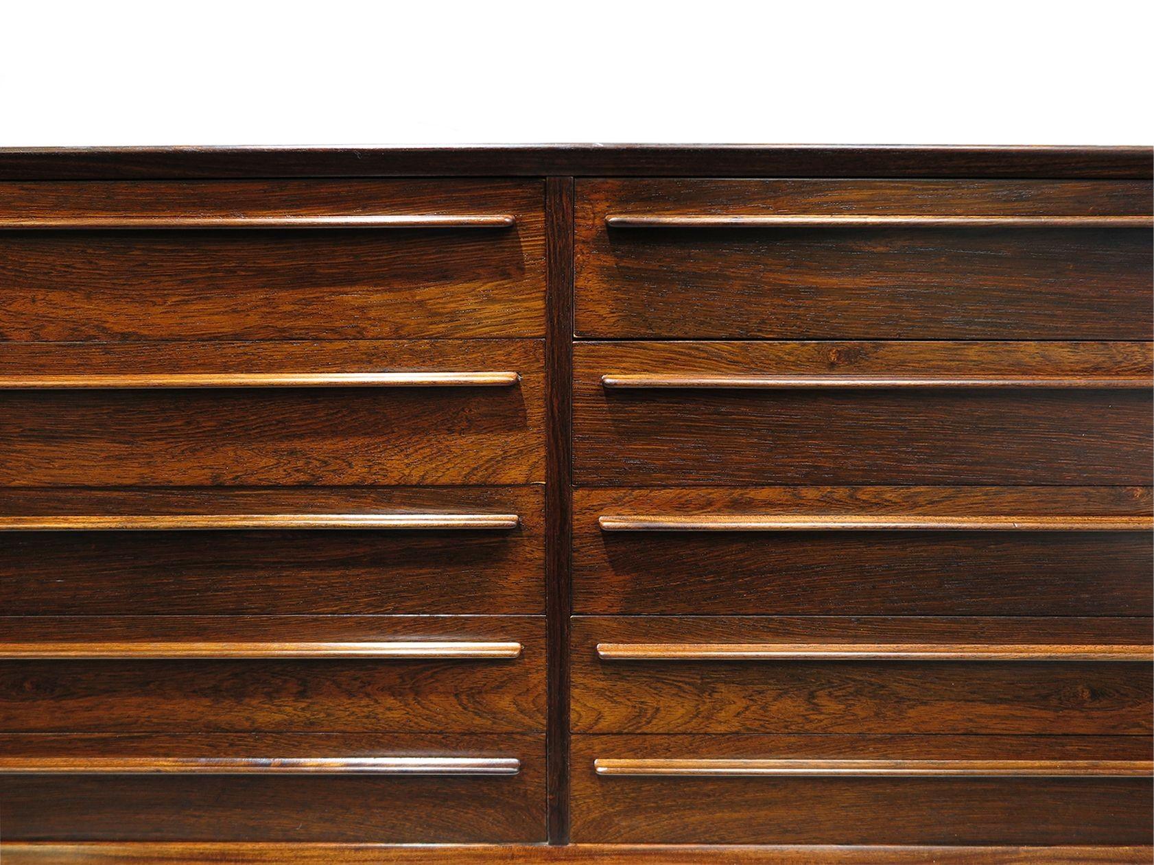 Pair of Mid-century Scandinavian Rosewood Credenza Cabinets, Perfectly Restored For Sale 1