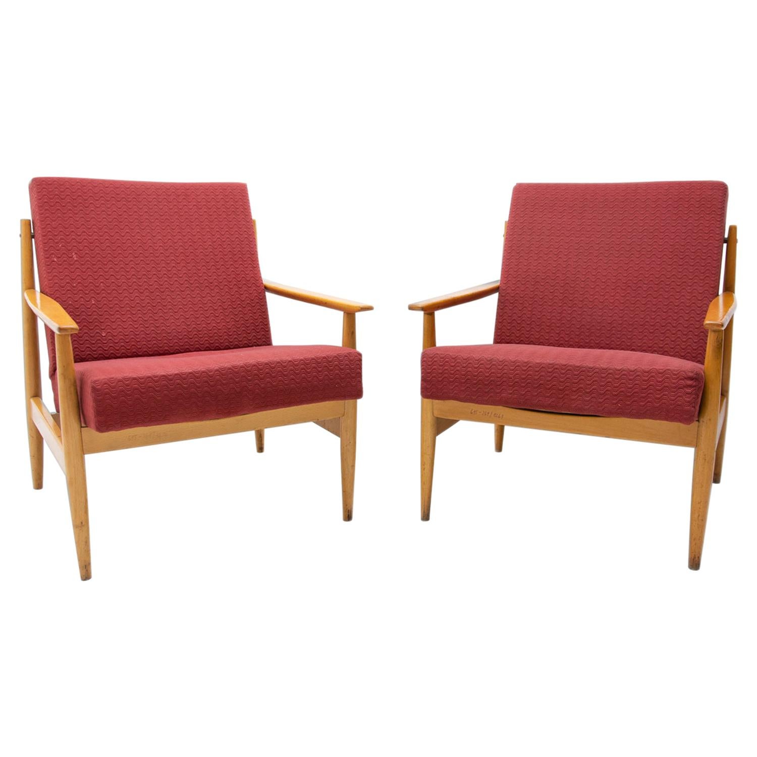 Pair of Mid Century Scandinavian Style Armchairs by TON, 1970´s