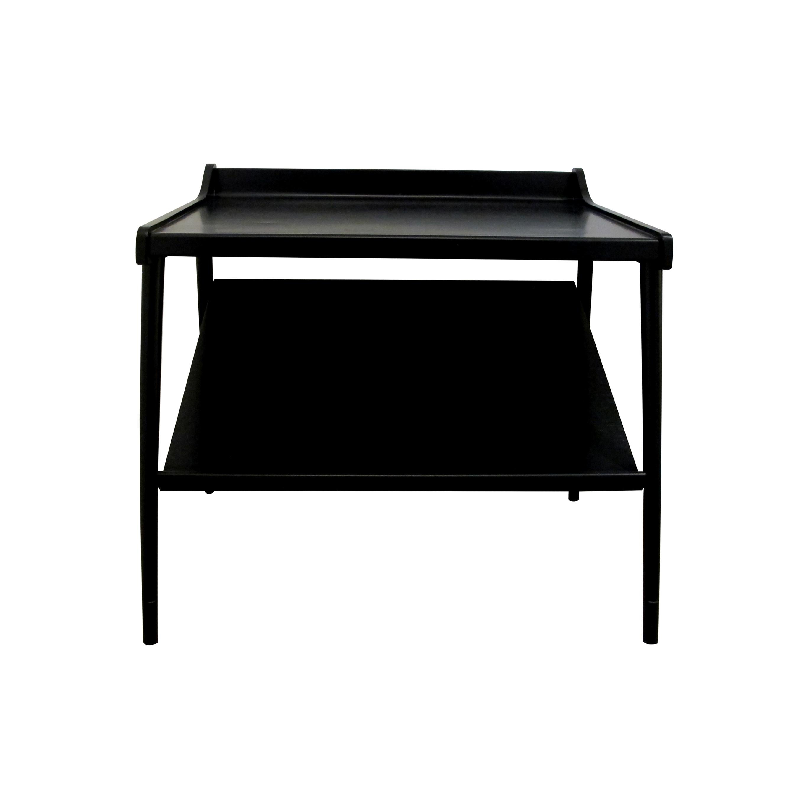 Mid-Century Modern Pair of Midcentury Scandinavian Two-Tier Ebonized Bedside Tables or End Tables