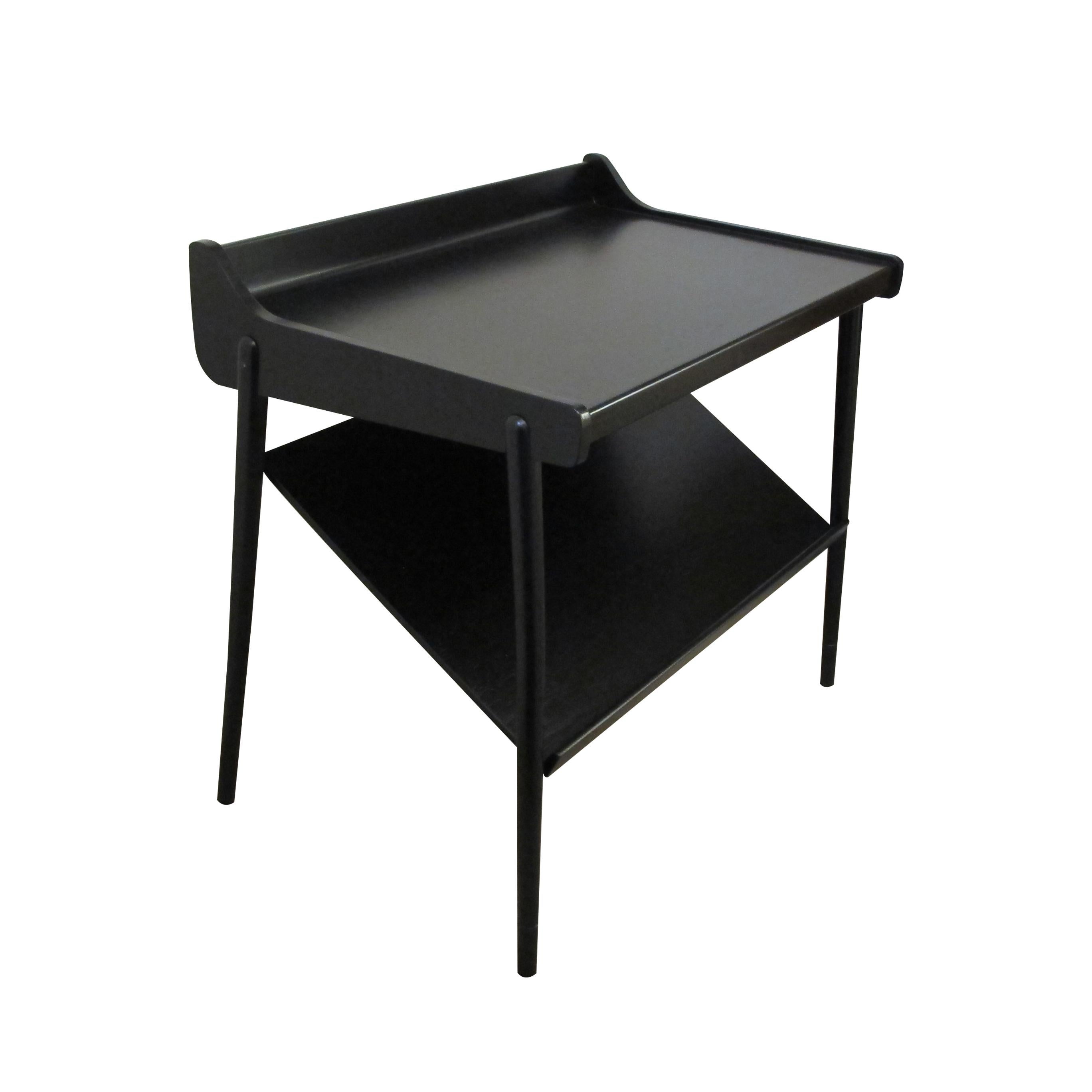 Pair of Midcentury Scandinavian Two-Tier Ebonized Bedside Tables or End Tables In Good Condition In London, GB