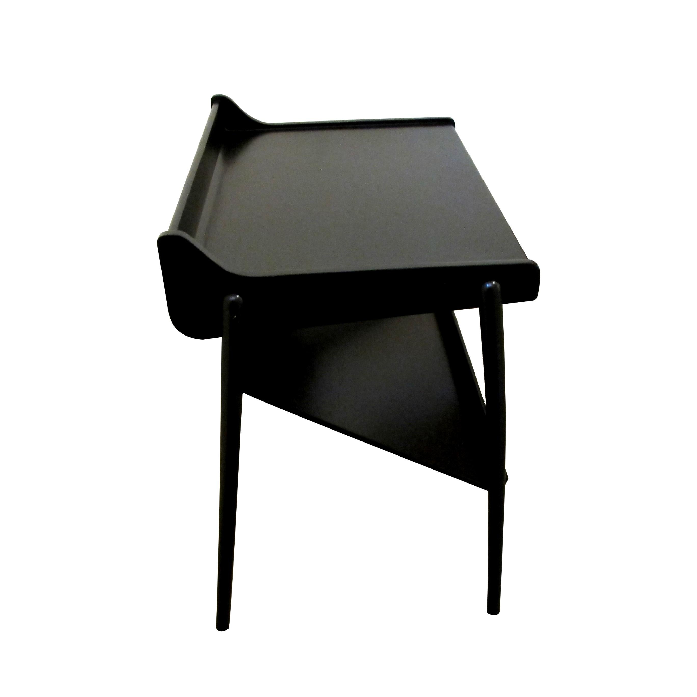 Mid-20th Century Pair of Midcentury Scandinavian Two-Tier Ebonized Bedside Tables or End Tables