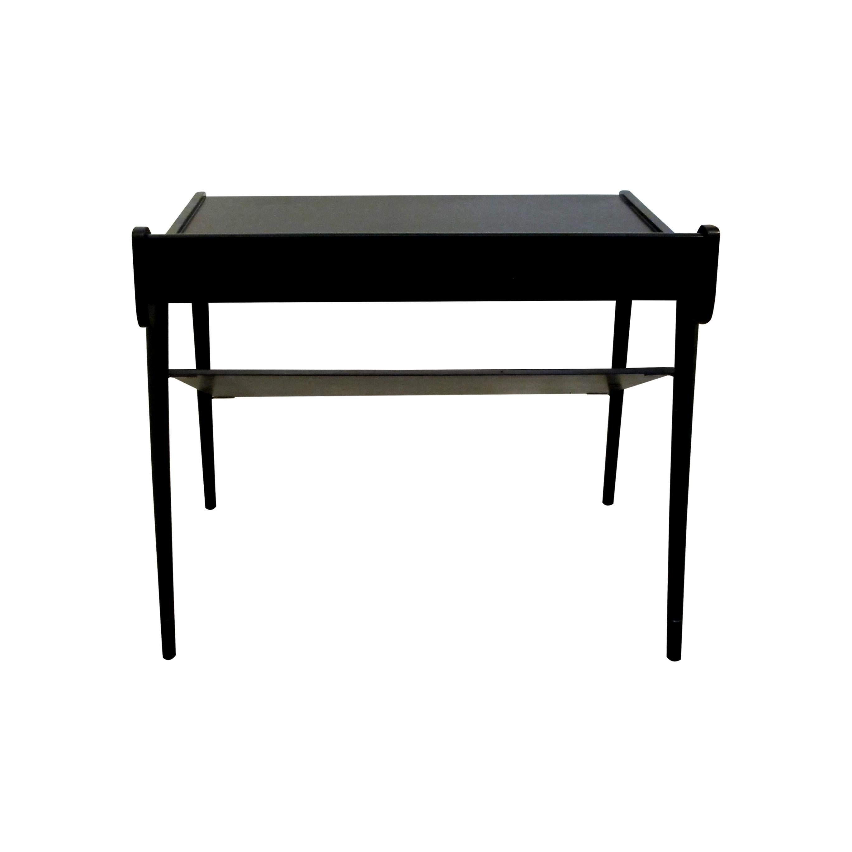 Pair of Midcentury Scandinavian Two-Tier Ebonized Bedside Tables or End Tables 1