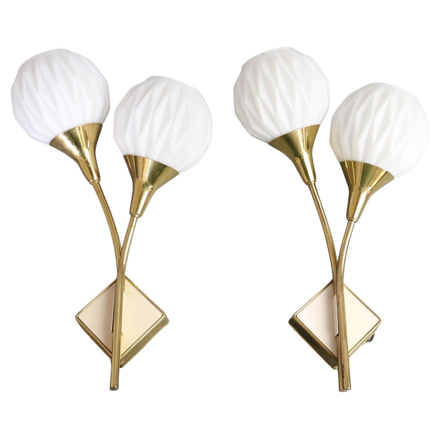 Pair of Mid-century Sconces Attributed to Jacques Biny circa 1950 Era Perriand For Sale