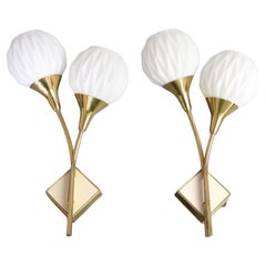 Pair of Mid-century Sconces Attributed to Jacques Biny circa 1950 Era Perriand