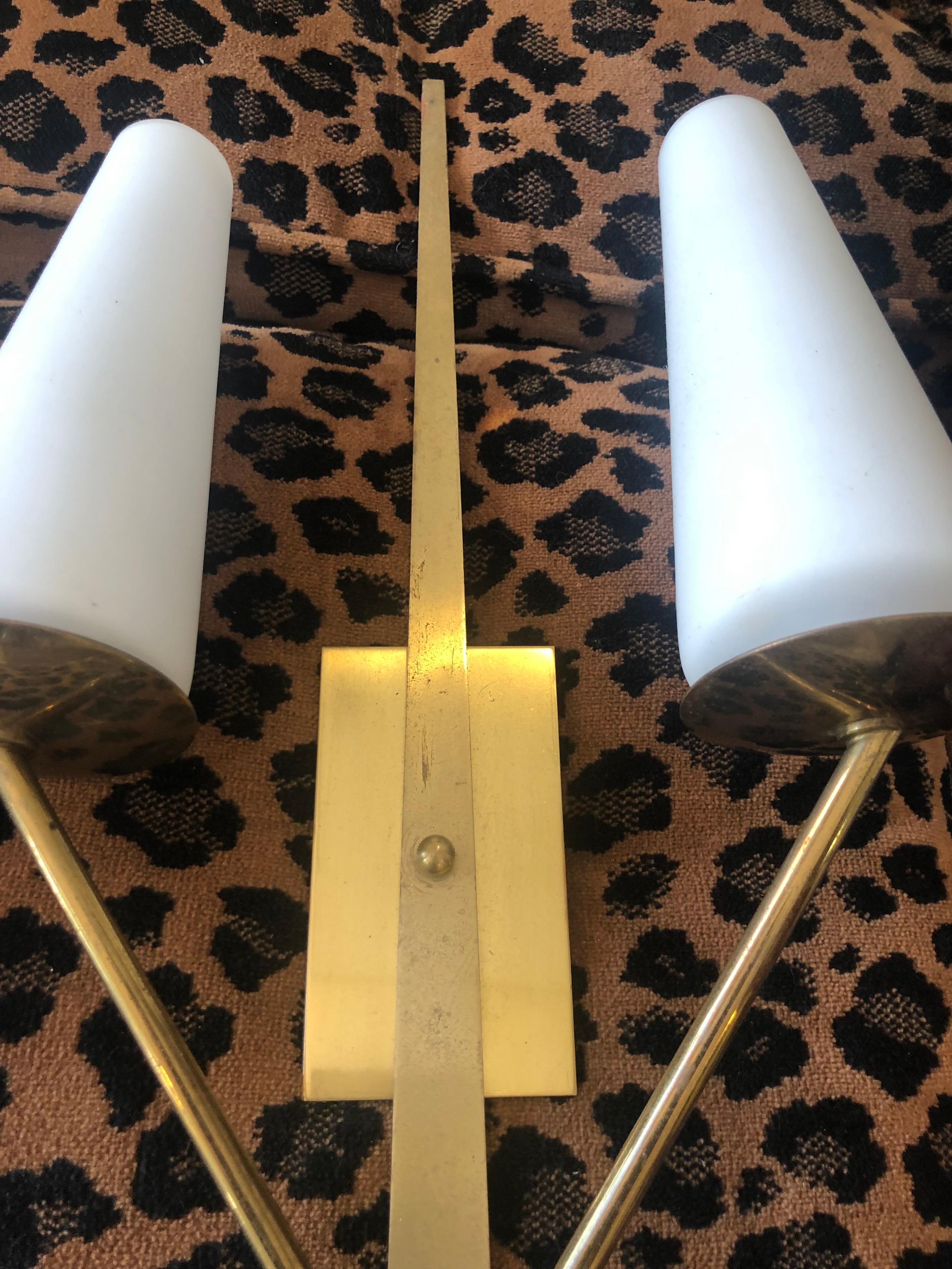 Pair of Mid Century Maison Arlus Sconces  For Sale 2