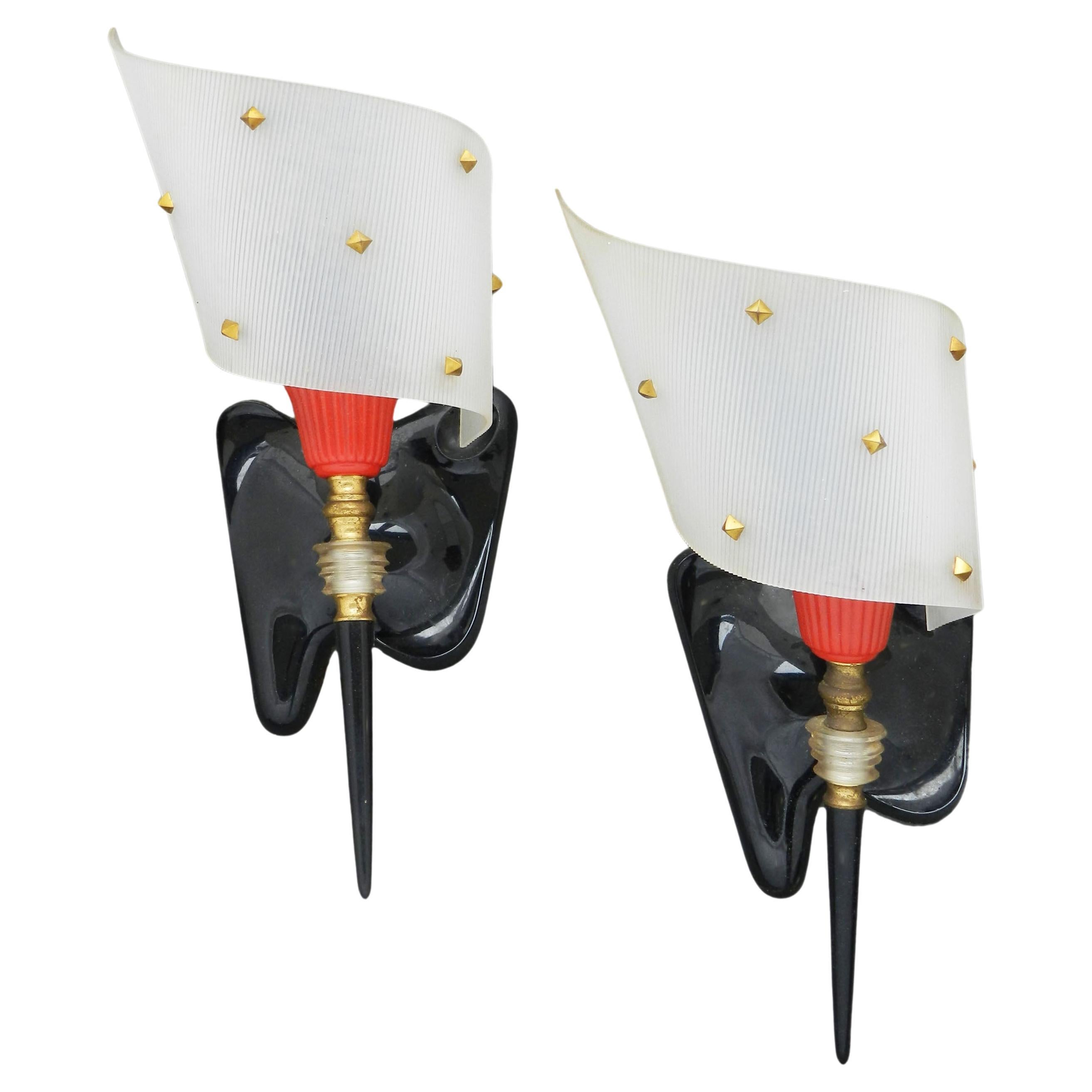 Pair of Mid Century Sconces Wall Lights by Pierre Guariche