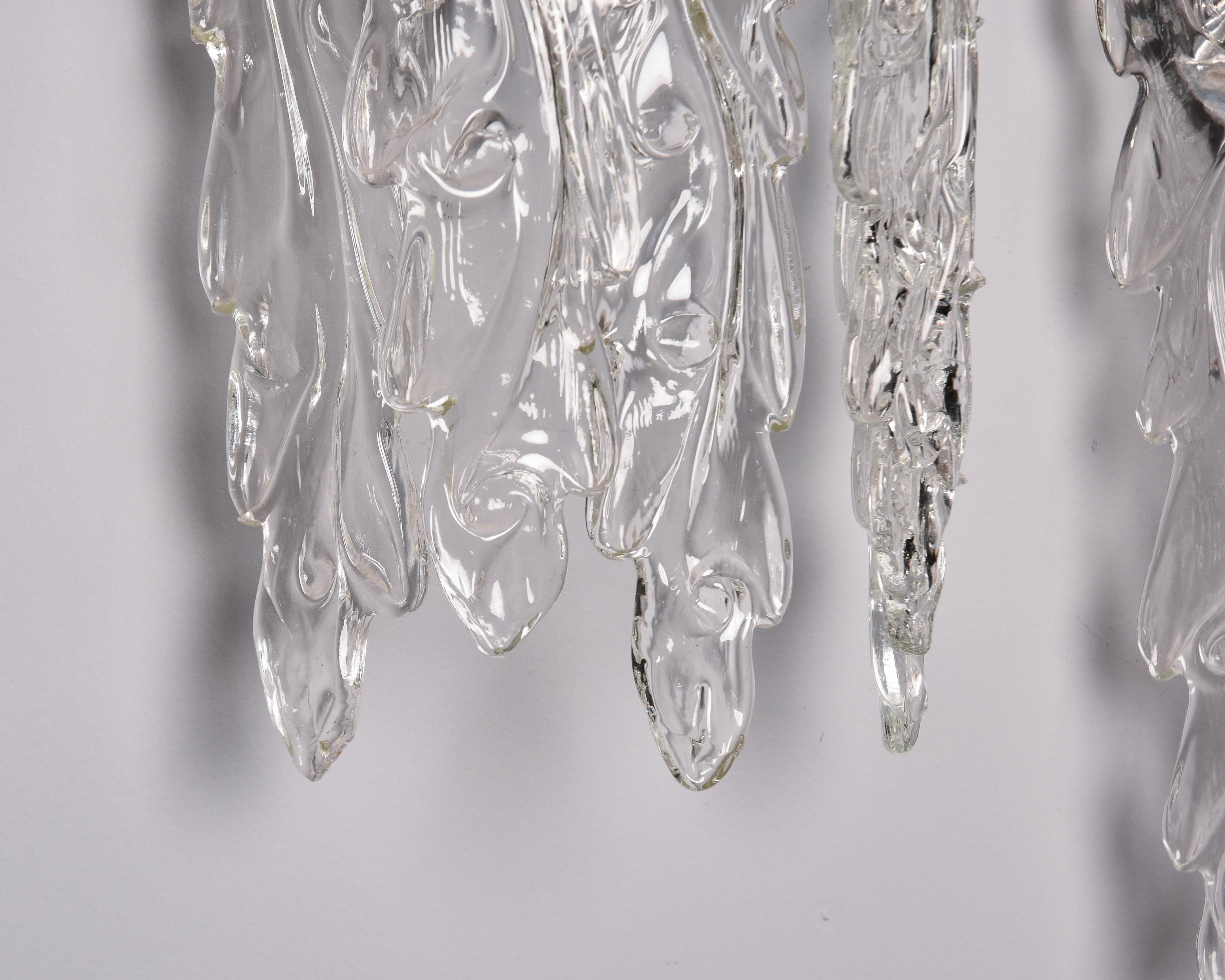 Pair of Mid Century Sconces with Murano Glass Pendants Attributed to Barovier  For Sale 4