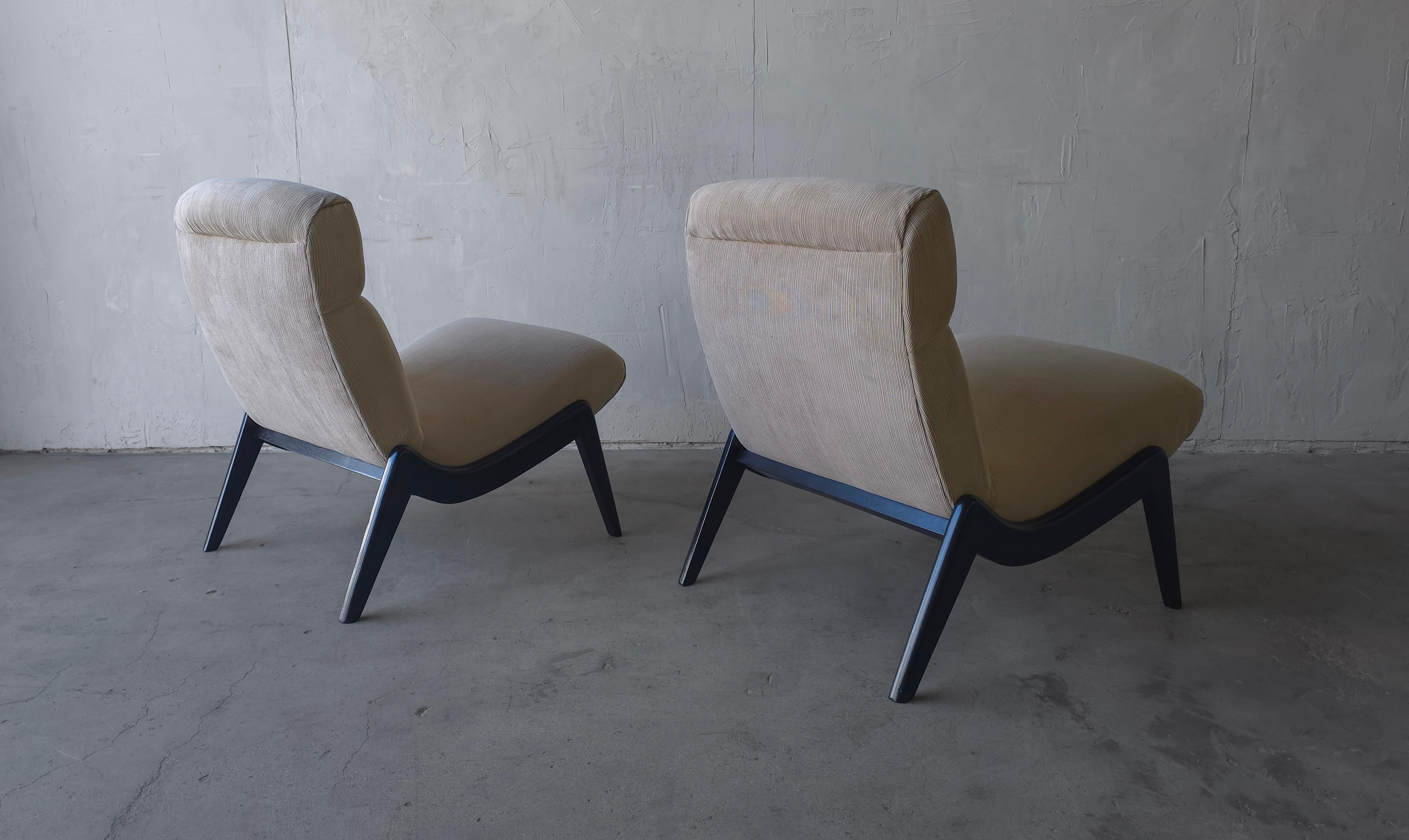 Pareja de sillones Scoop Lounge de mediados de siglo Madera en venta