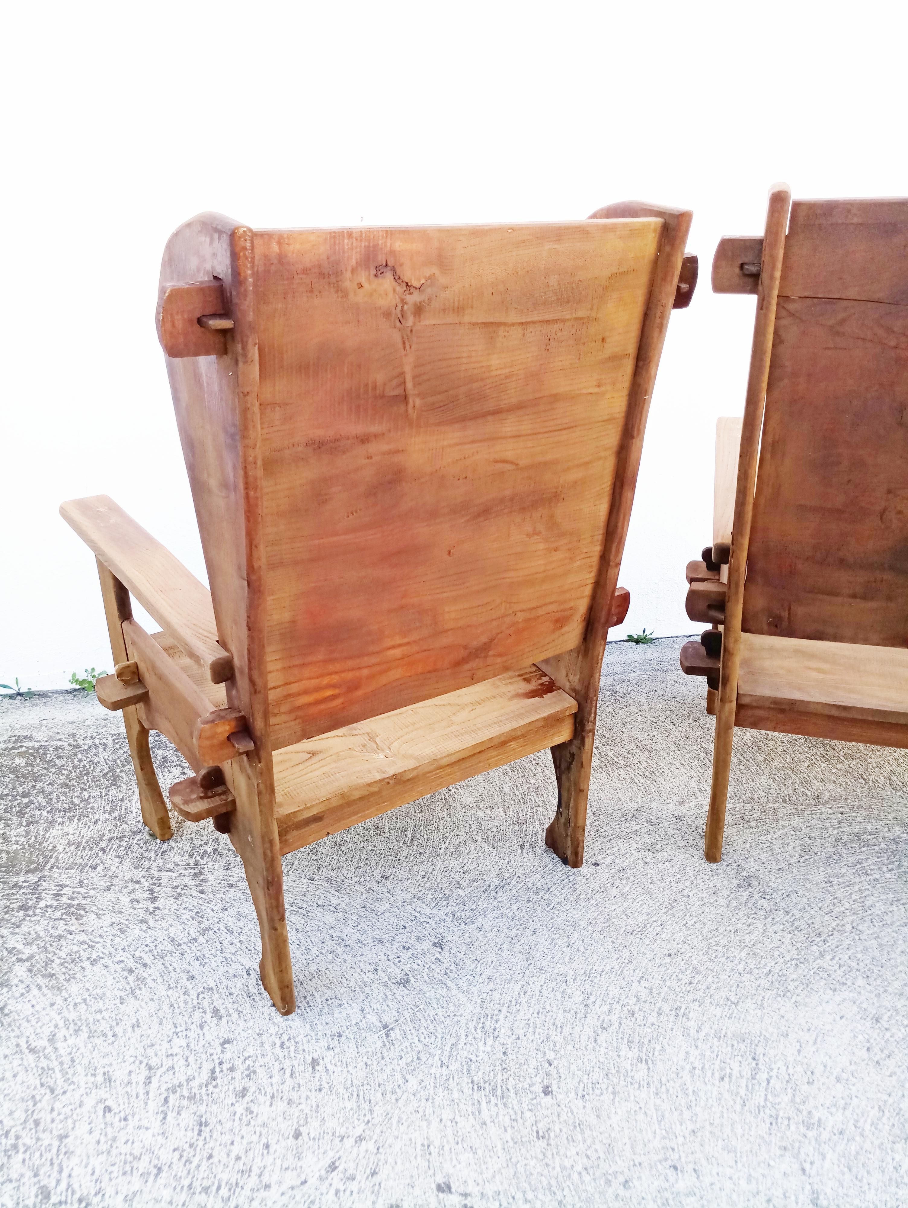 Pair of Midcentury Scottish Brutalist Wooden Armchairs 8