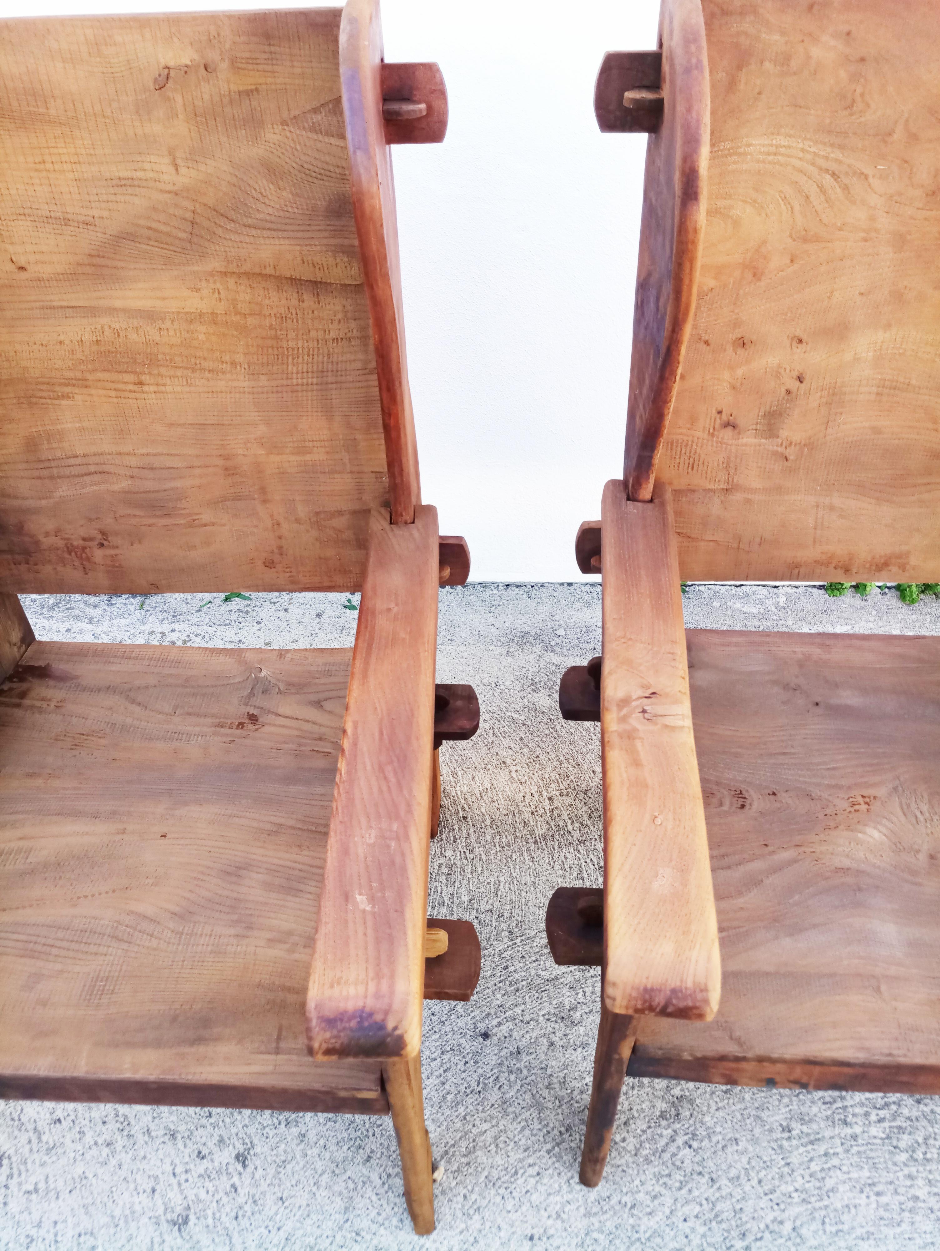 Pair of Midcentury Scottish Brutalist Wooden Armchairs 4