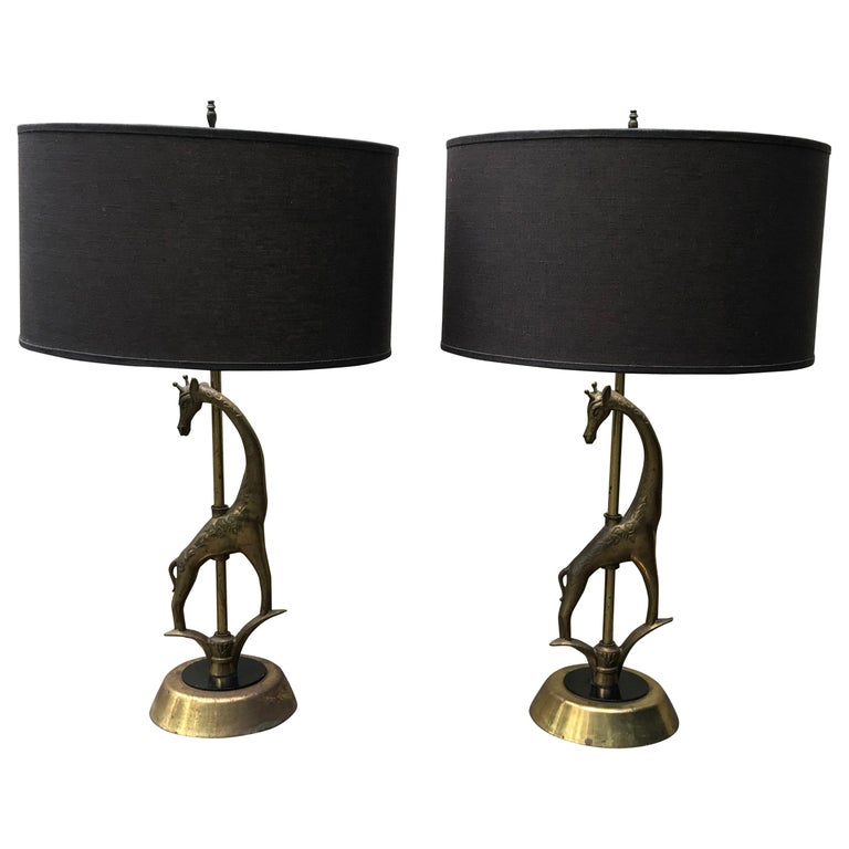 Pair of Mid Century Sculptural Giraffe Table Lamps by Rembrandt Lamp Co. 1950s For Sale