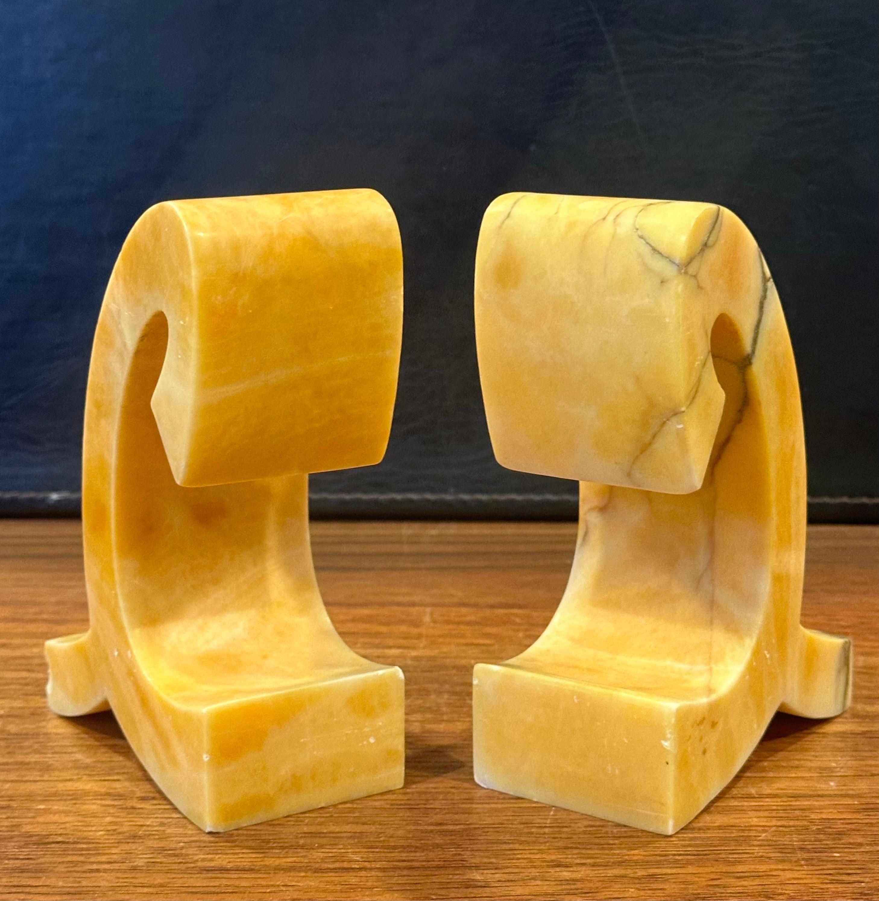 Pair of Mid-Century Sculptural Italian Marble Bookends For Sale 4