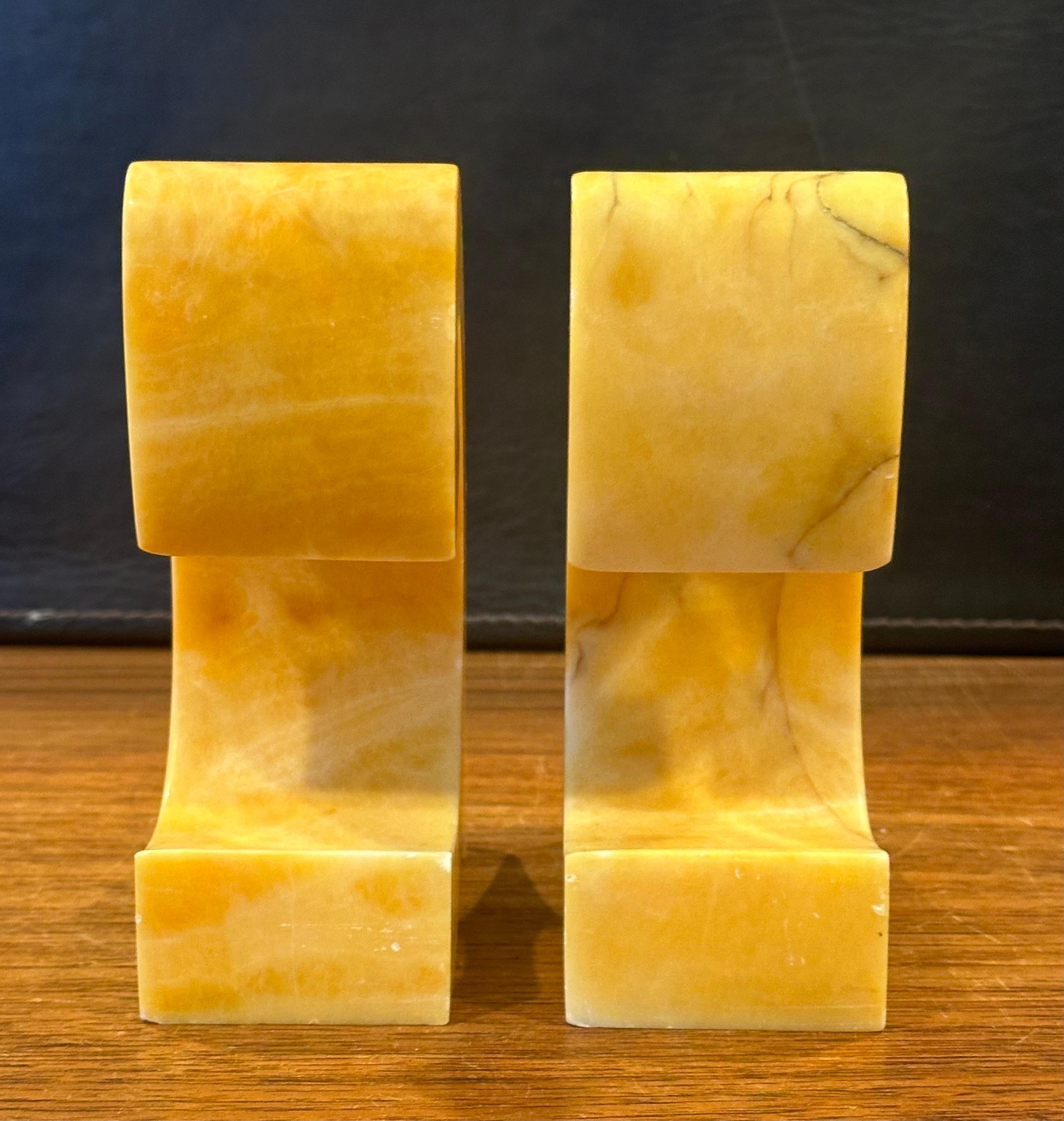 Pair of Mid-Century Sculptural Italian Marble Bookends For Sale 5
