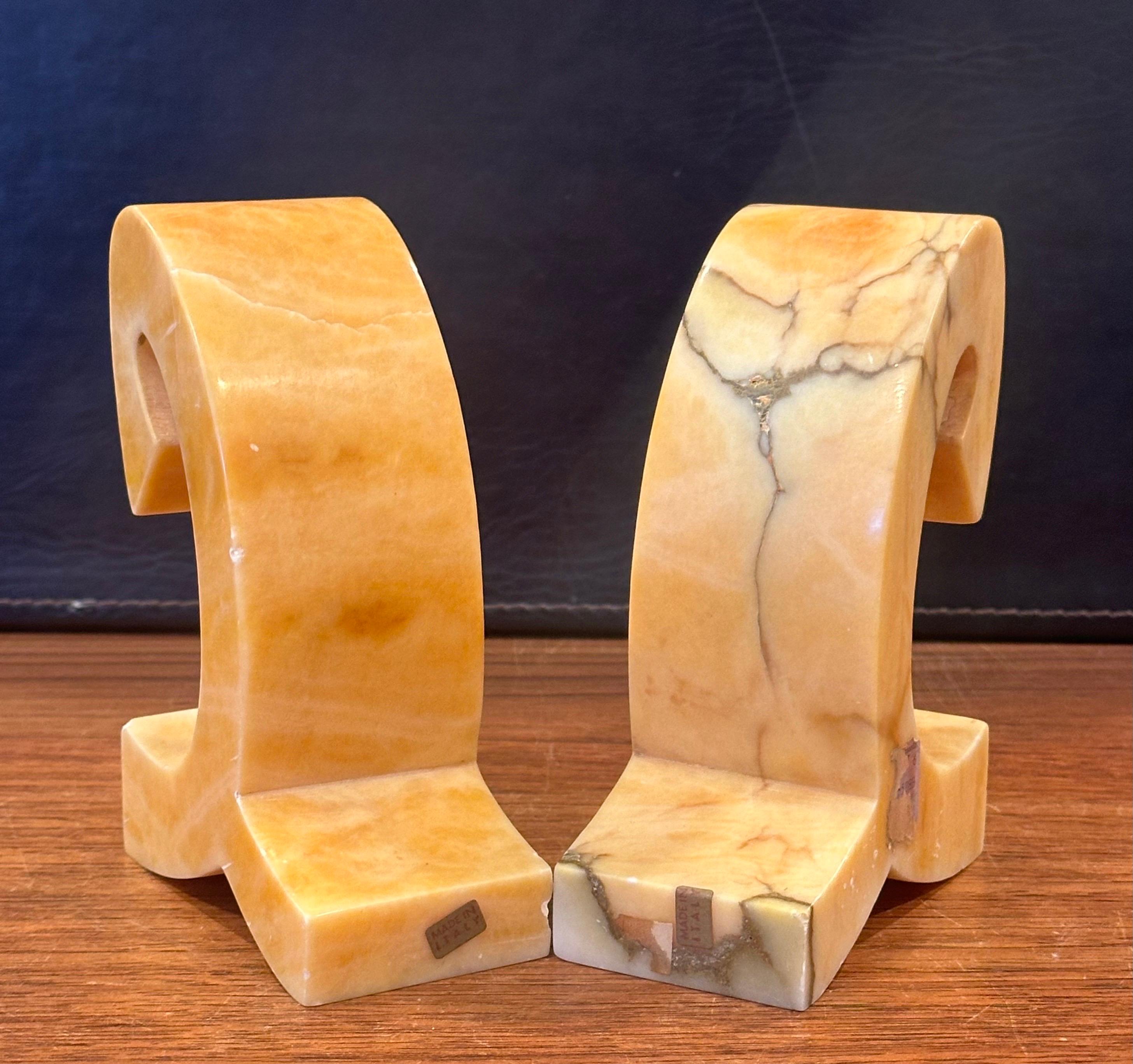 Pair of Mid-Century Sculptural Italian Marble Bookends For Sale 8
