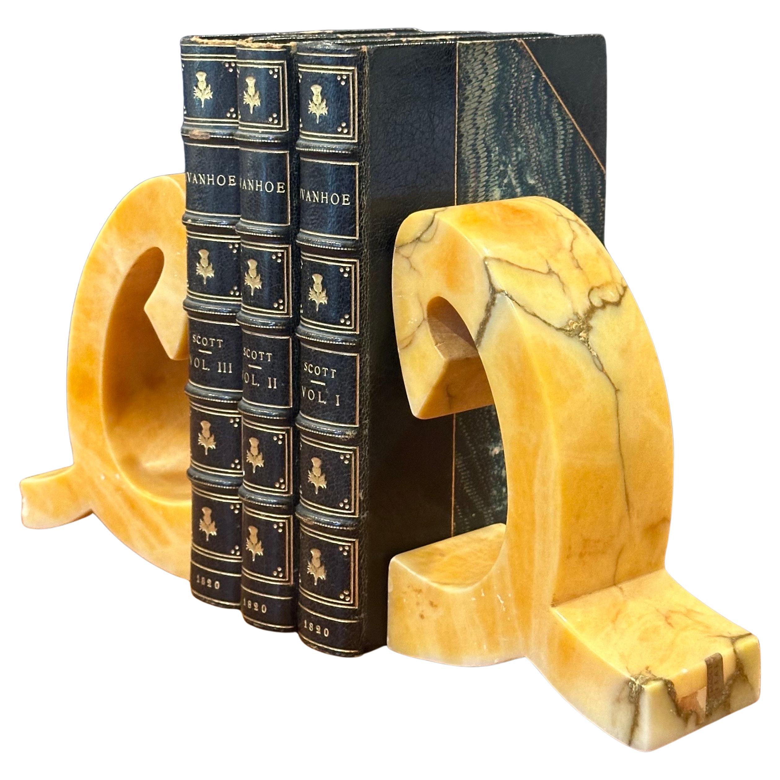 American Pair of Mid-Century Sculptural Italian Marble Bookends For Sale