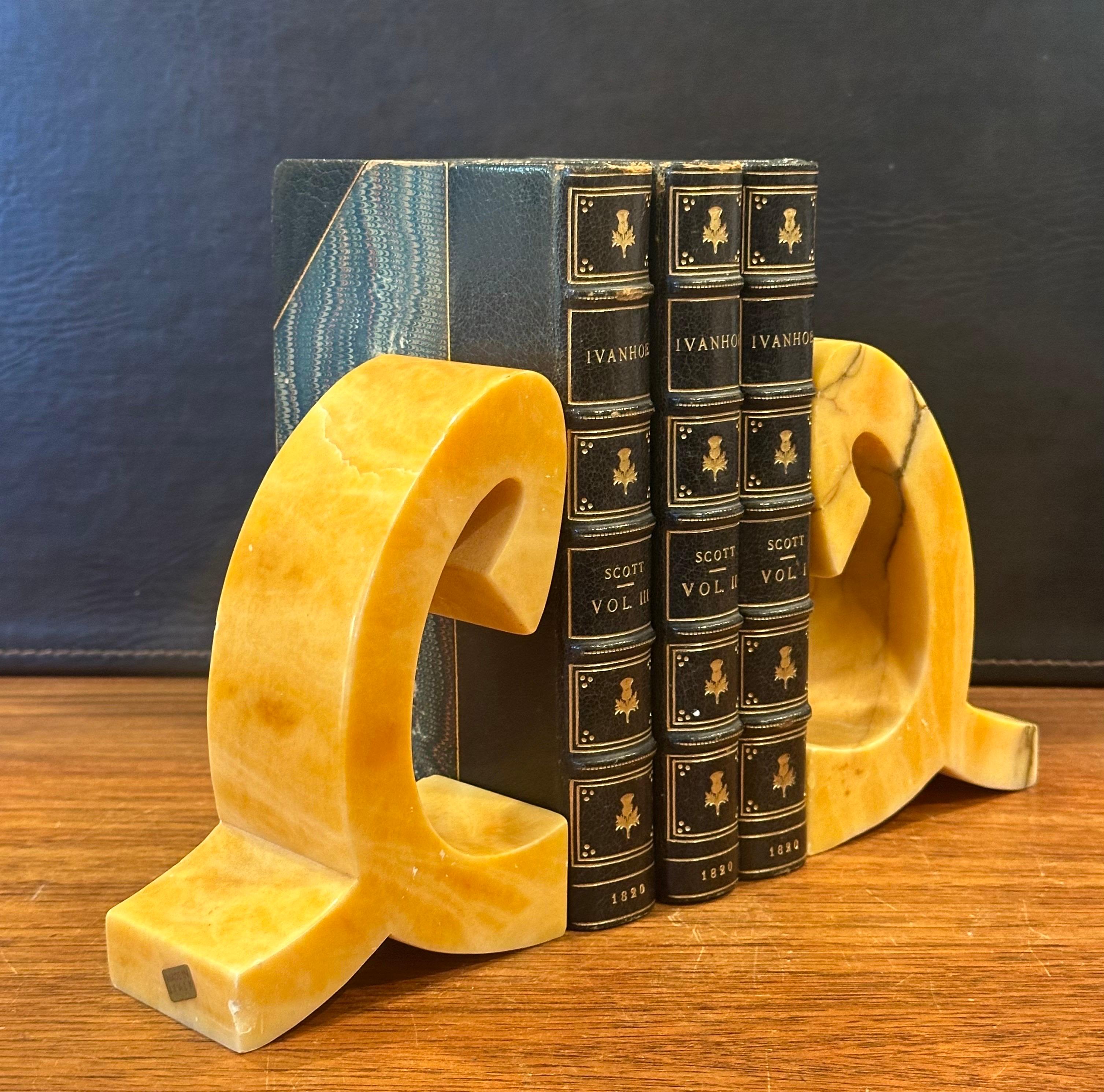 Pair of Mid-Century Sculptural Italian Marble Bookends For Sale 2