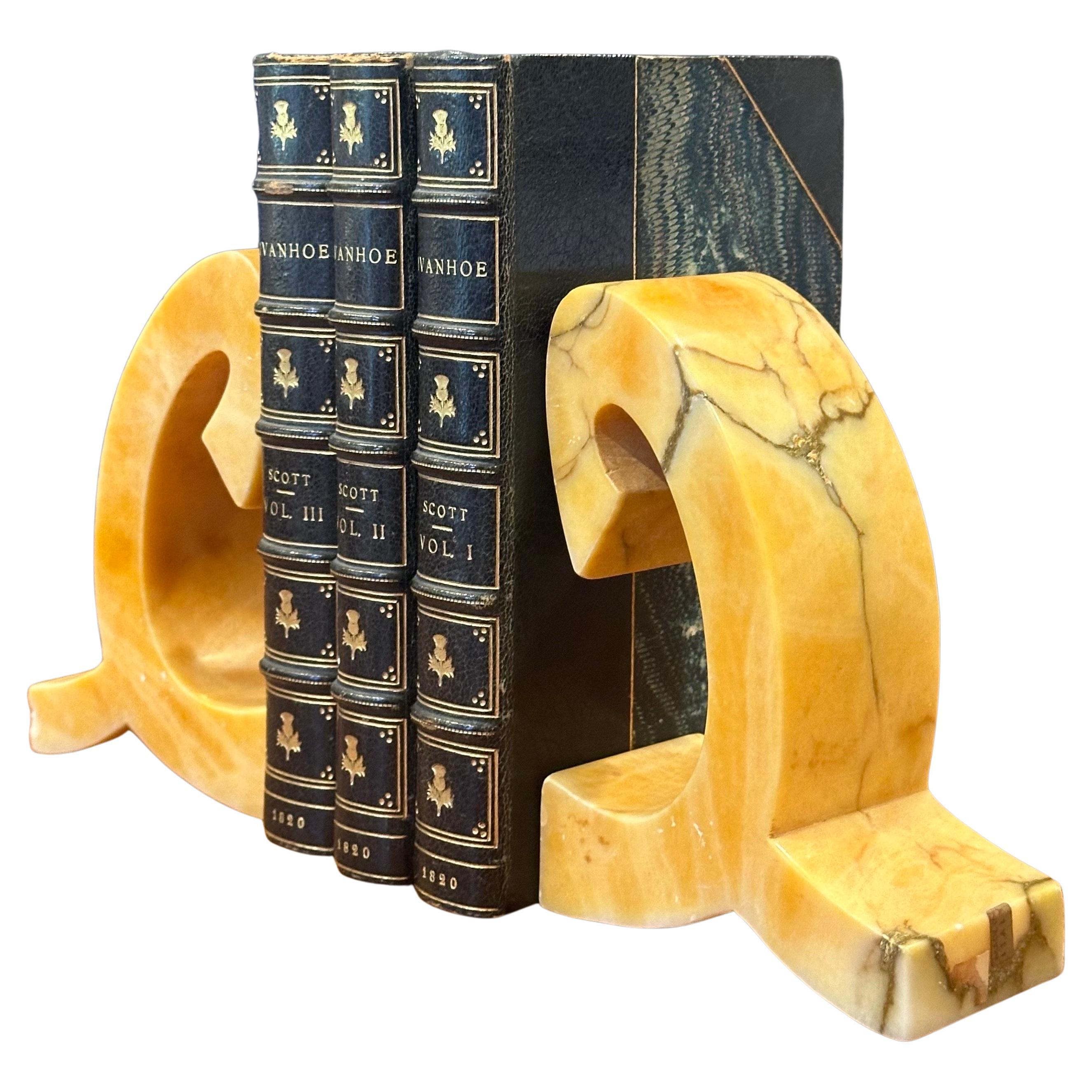 Pair of Mid-Century Sculptural Italian Marble Bookends