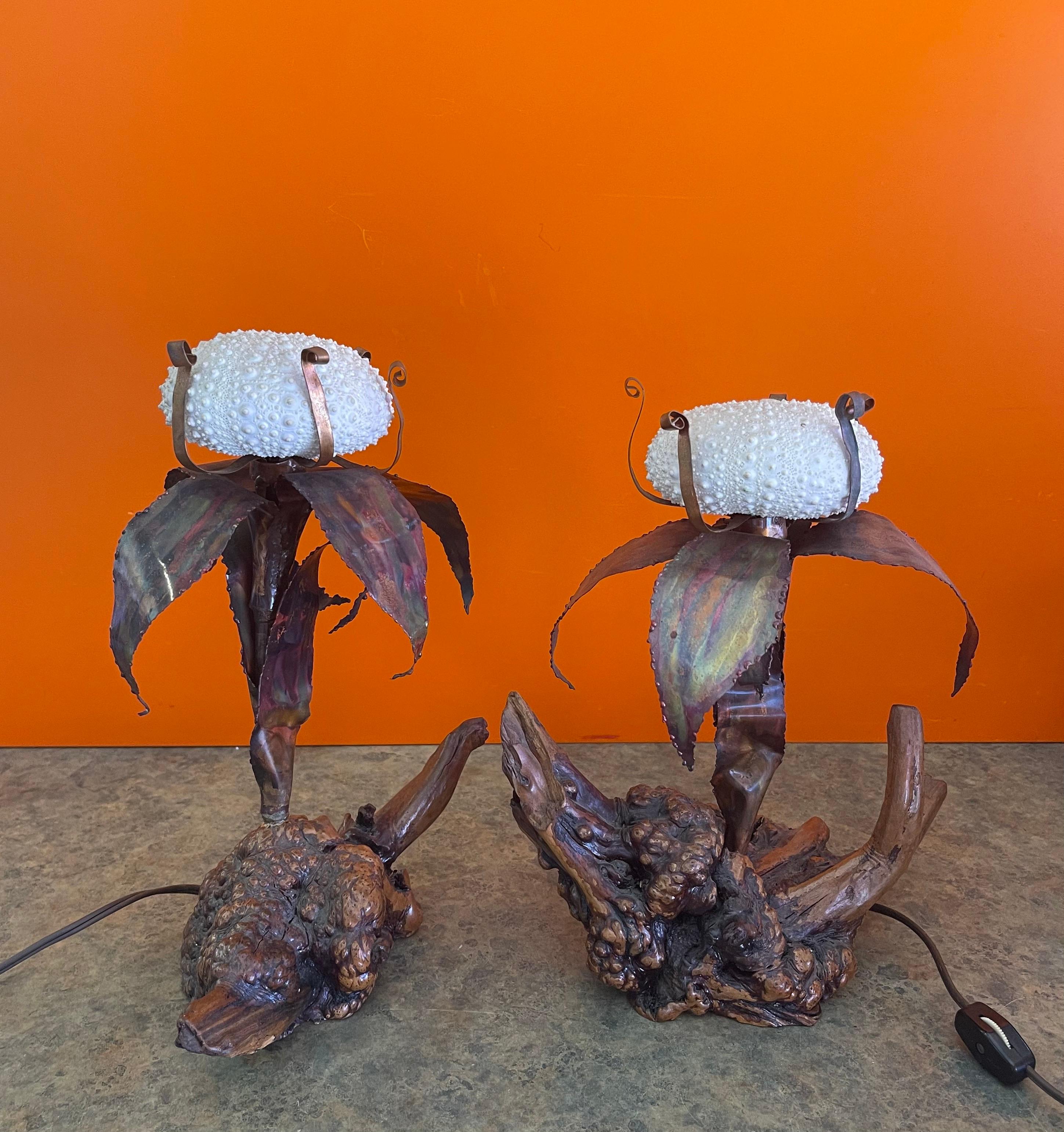 20th Century Pair of Mid-Century Sculptural Sea Urchin Table Lamps by Curtis Jere