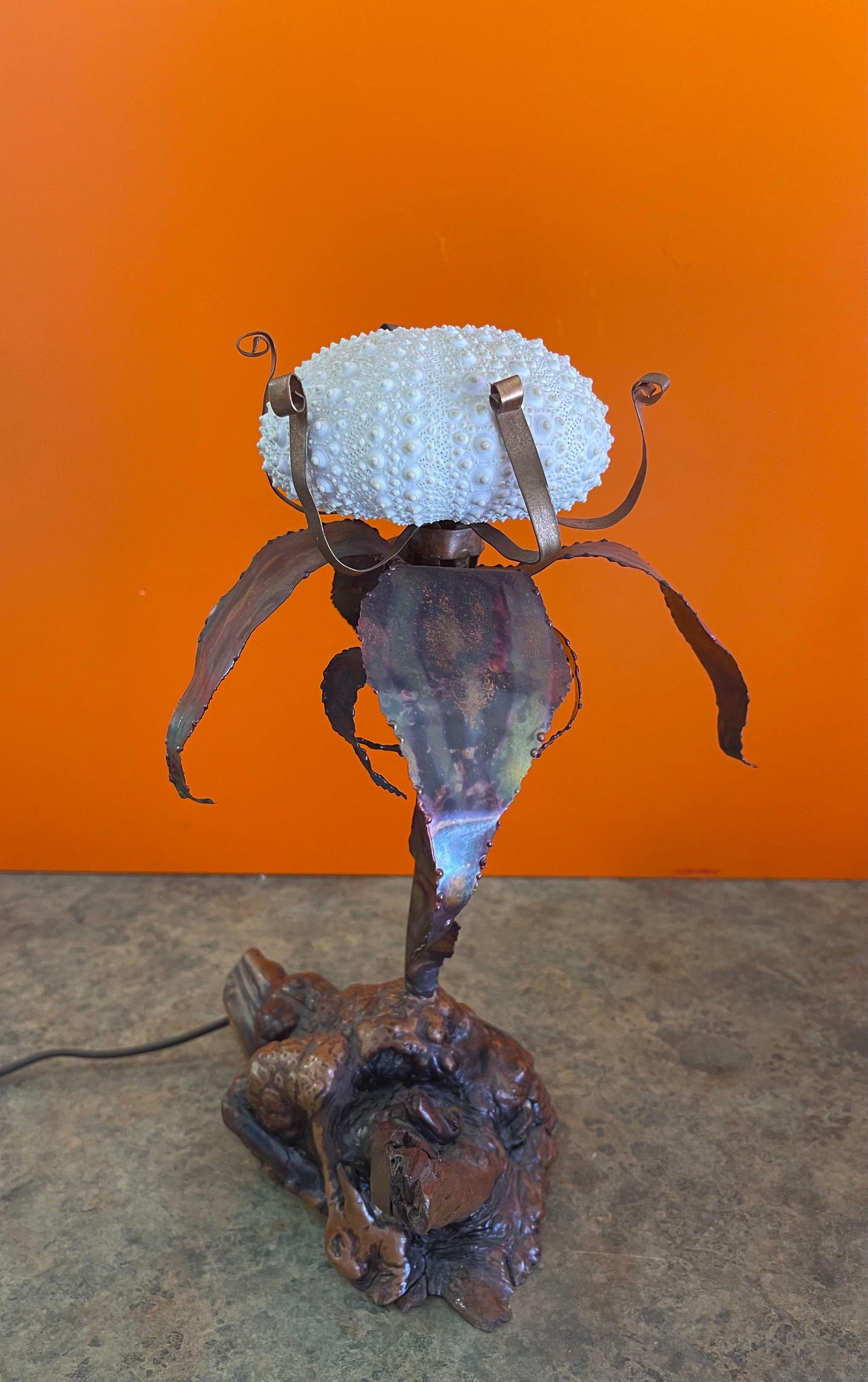 Pair of Mid-Century Sculptural Sea Urchin Table Lamps by Curtis Jere 1