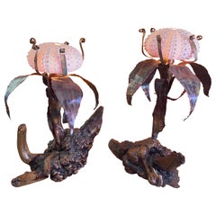 Zwei skulpturale Seeigel-Tischlampen aus der Mitte des Jahrhunderts von Curtis Jere