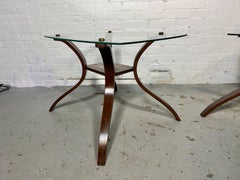 Pair of Mid-century Sculptural Walnut & Glass End Tables by Forest Wilson
