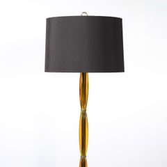 Pair of Mid-Century Segmented Amber Bakelite & Brushed Chrome Floor Lamps