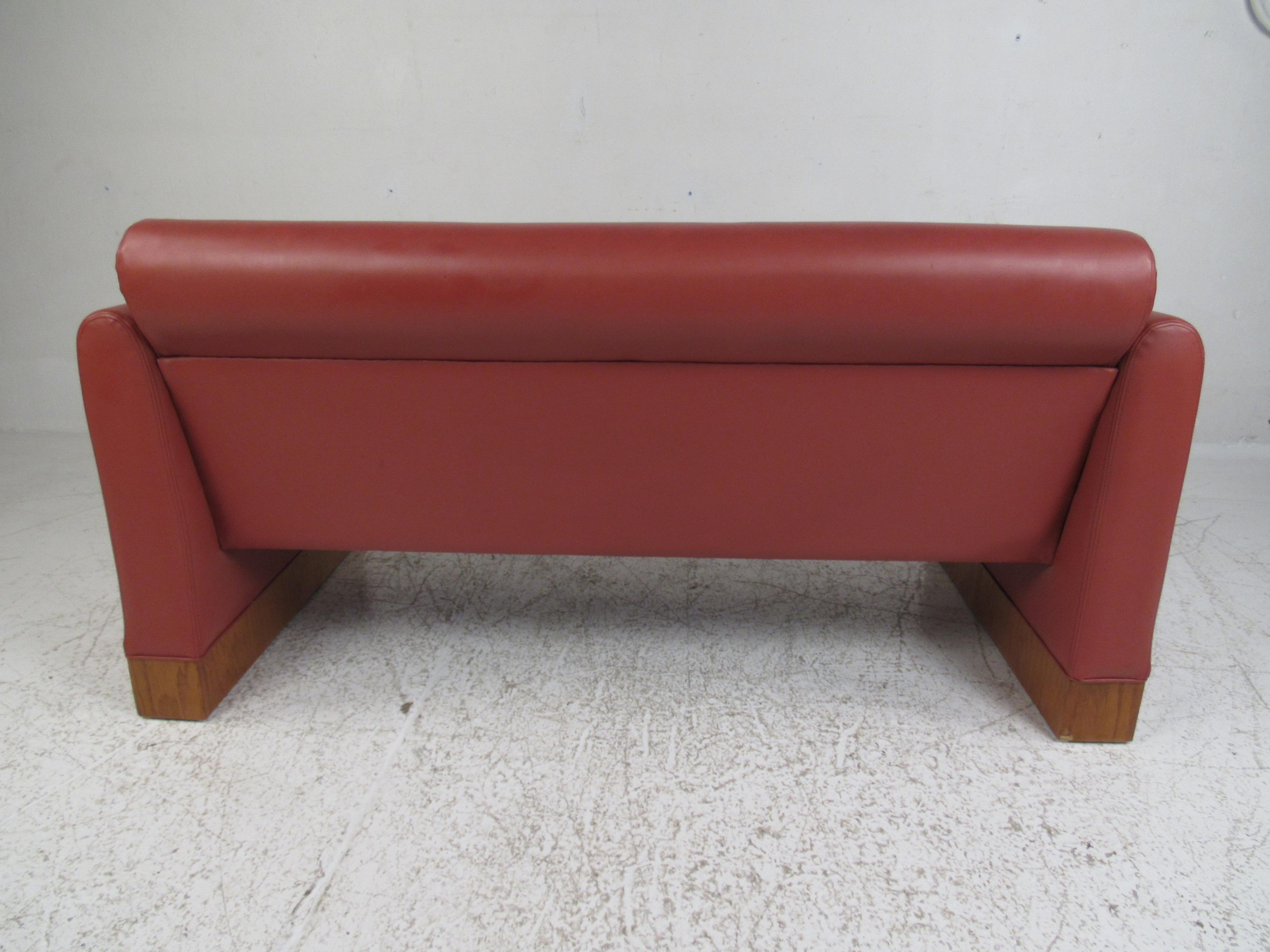 Faux Leather Pair of Midcentury Settee's by Charlotte Chair Company For Sale