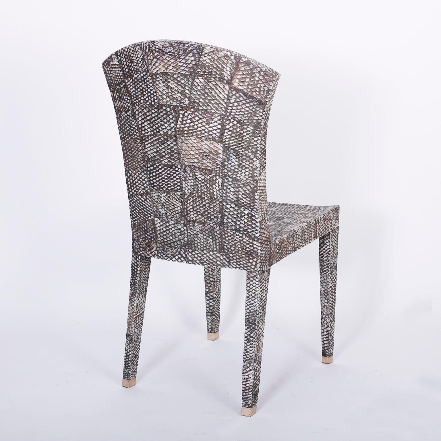Philippine Pair of Midcentury Shagreen Covered Dining Chairs