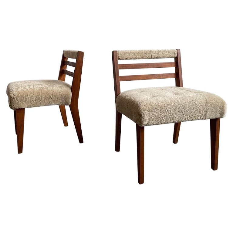 Pair of Mid Century Shearling Accent Chairs